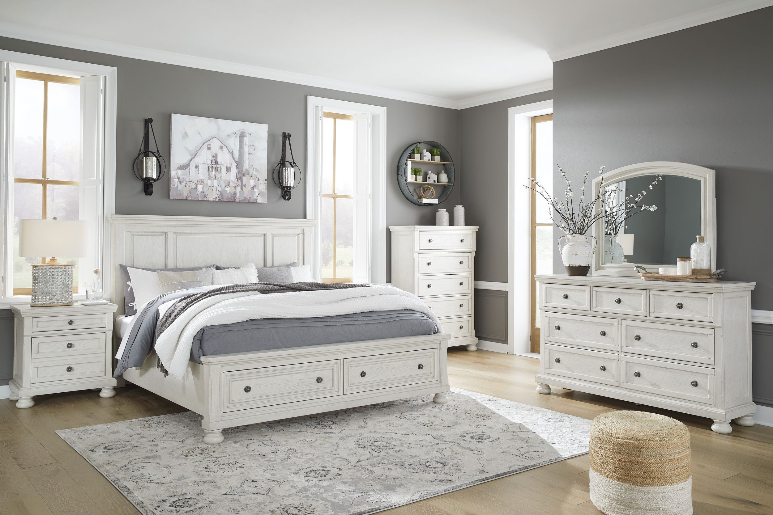 Robbinsdale Wood Veneer Panel Bed Storage