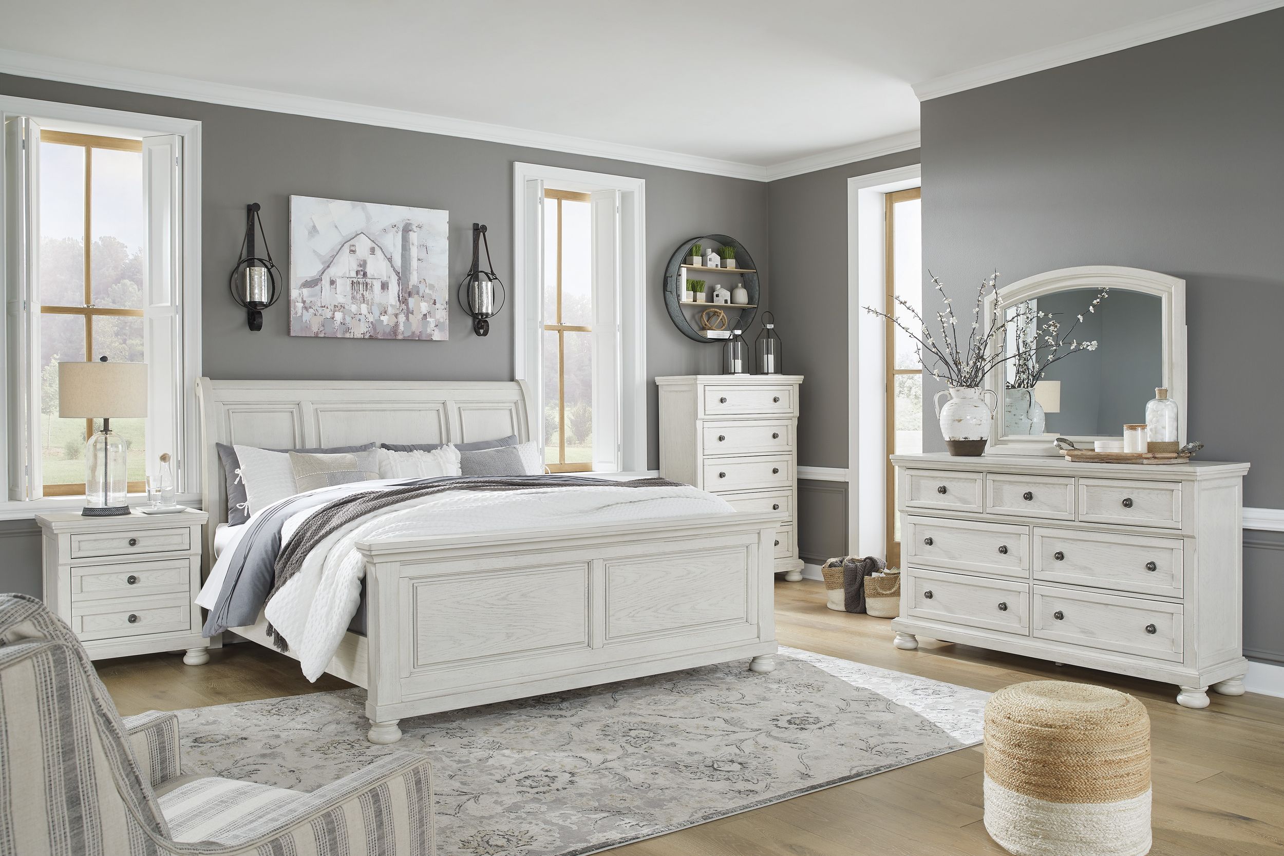 Robbinsdale Wood Veneer Sleigh Bed
