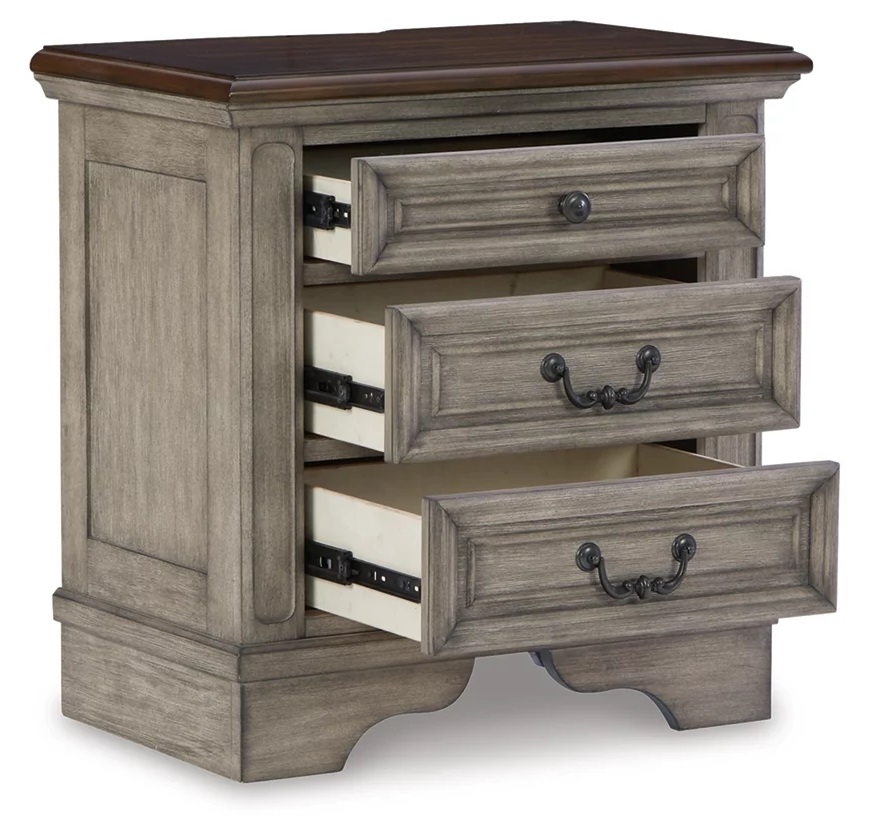 Ashley SM Lodenbay 3 Drawer Wood Nightstand w/Power Supply & USB