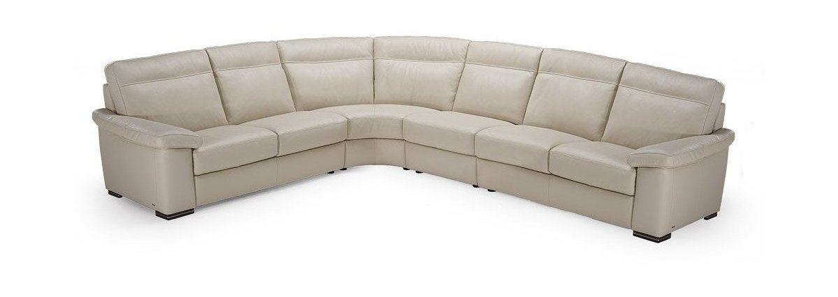 Brivido Fabric/Leather L-Shape Sectional Sofa w/2 Recliners