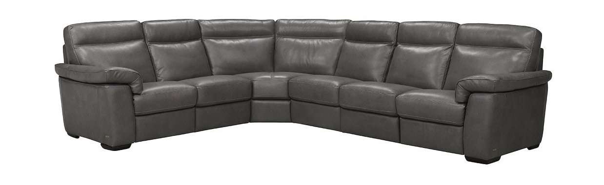 Brivido Fabric/Leather L-Shape Sectional Sofa w/2 Recliners