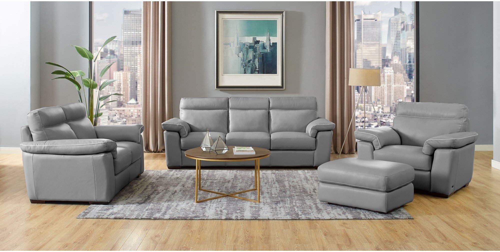 Brivido Leather Platinum Living Room Set