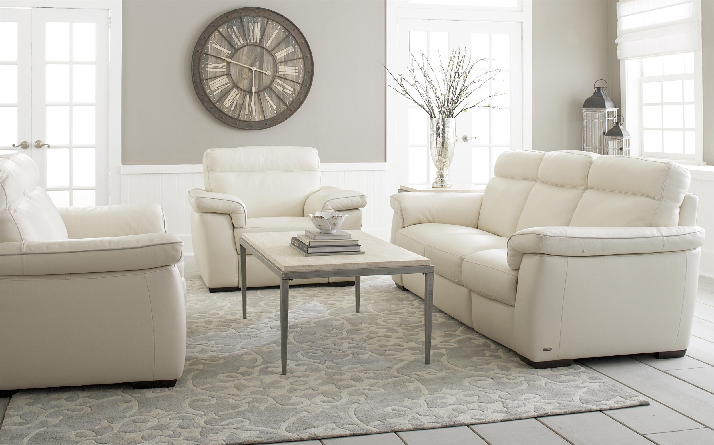 Natuzzi Brivido Fabric Silver Living Room Set