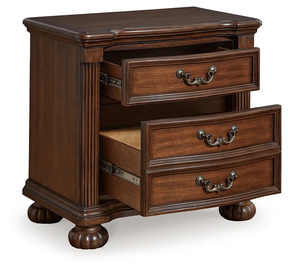 Ashley Lavinton 2-Drawer Veneer Nightstand, Cherry Brown