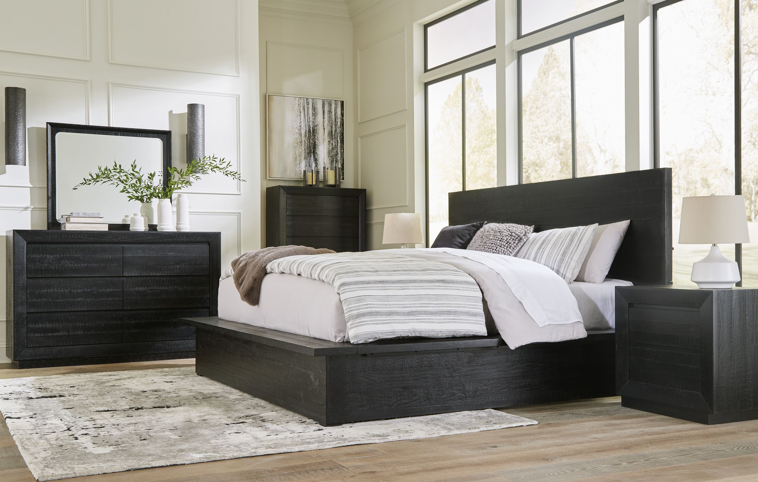 Londer Wood Panel Bedroom Set