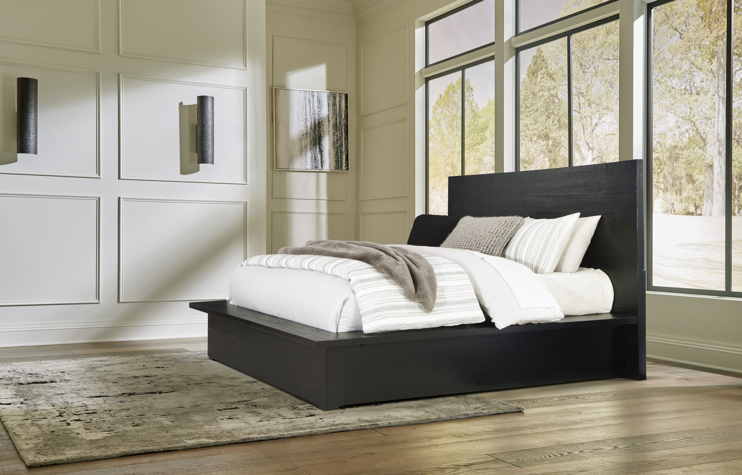 Londer Wood Panel Bed, Queen Size
