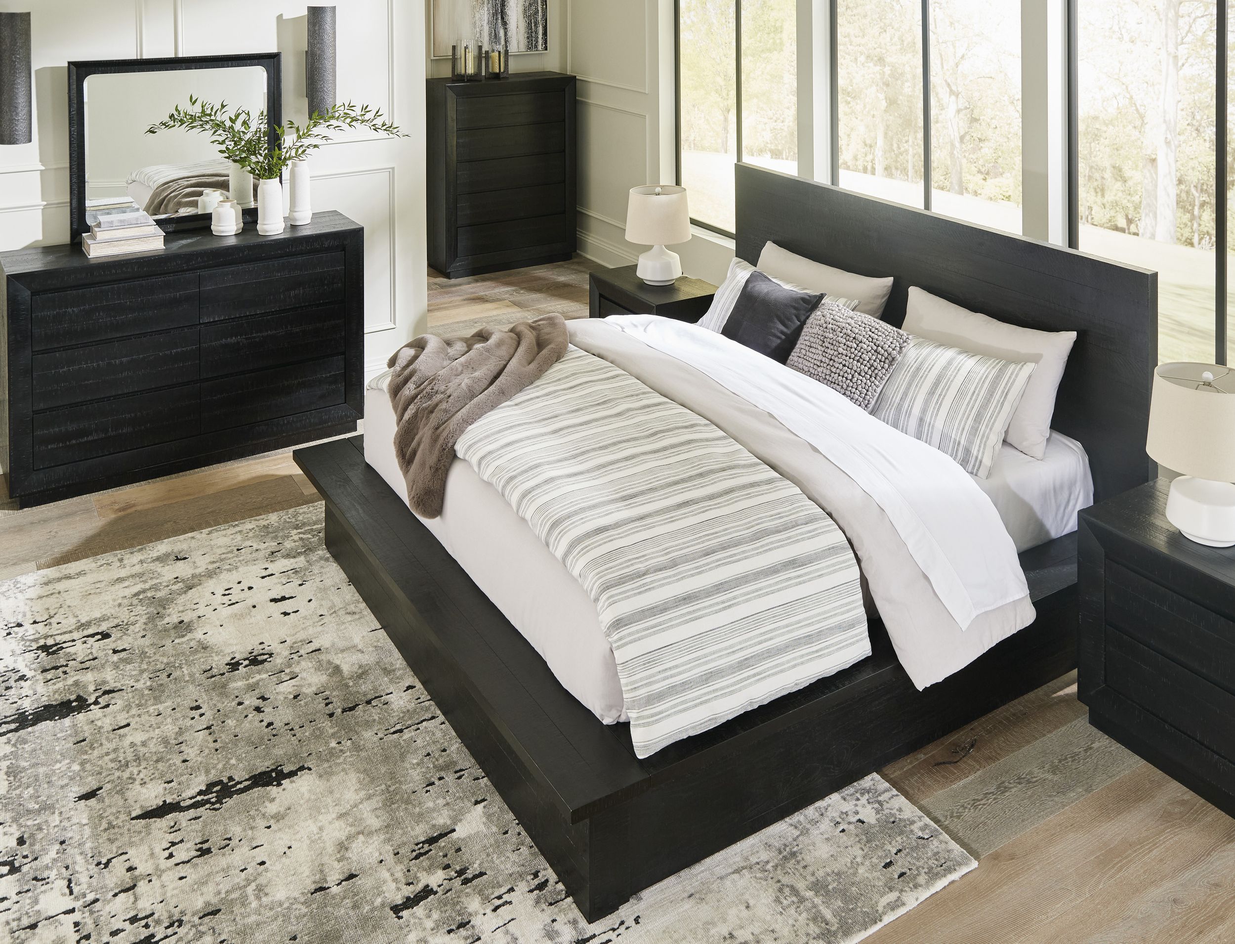 Londer Wood Panel Bedroom Set