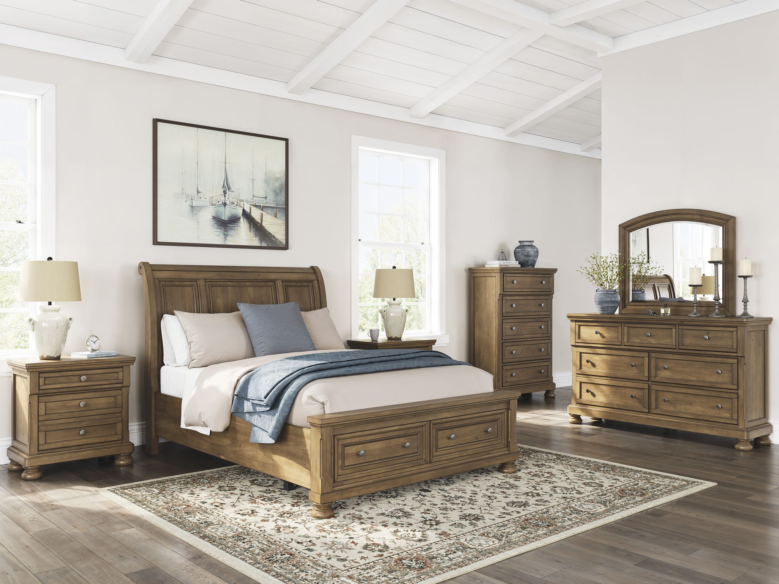 Feddinger Wood Sleigh Storage Bedroom Set