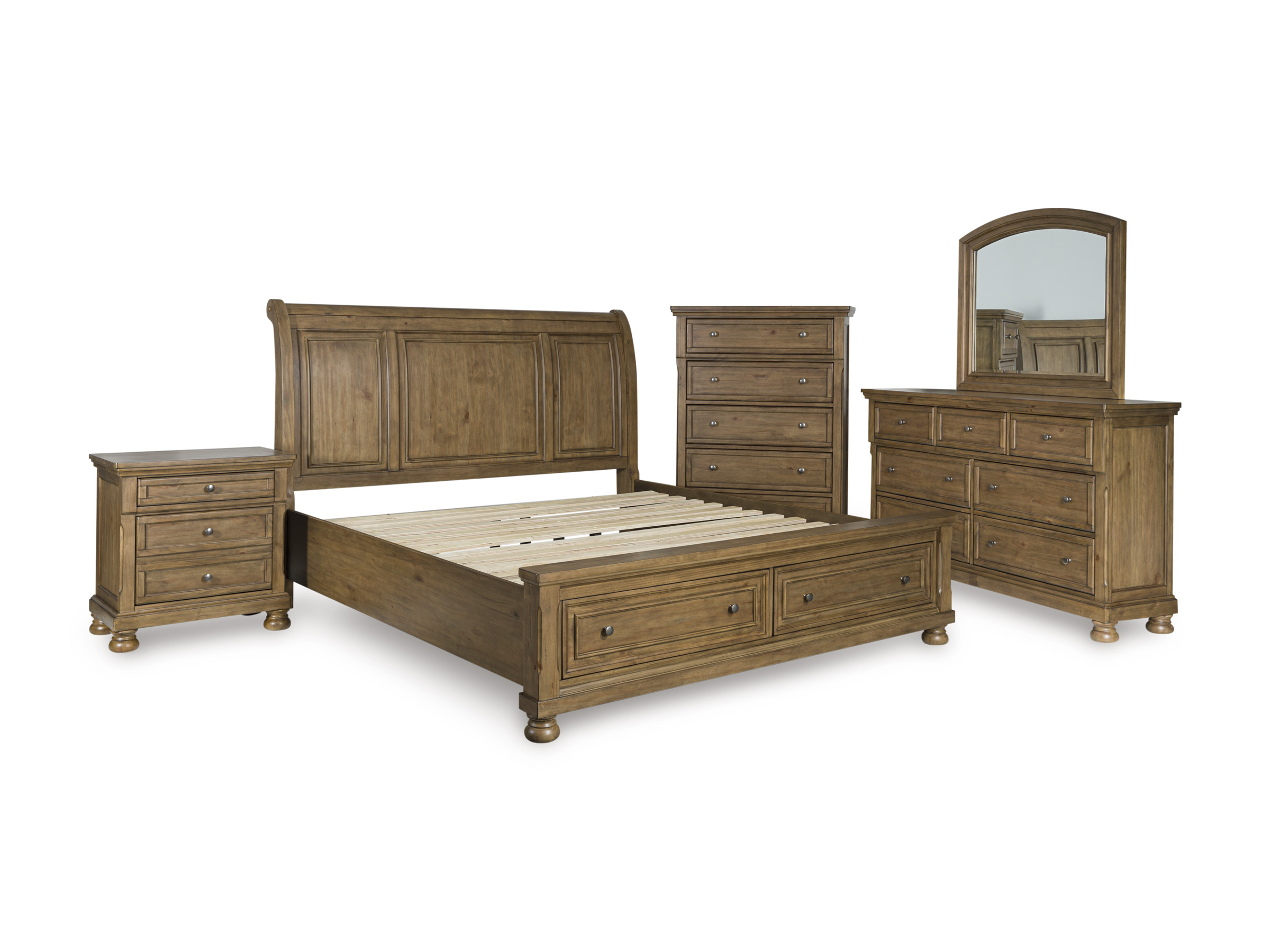 Feddinger Wood Sleigh Storage Bedroom Set