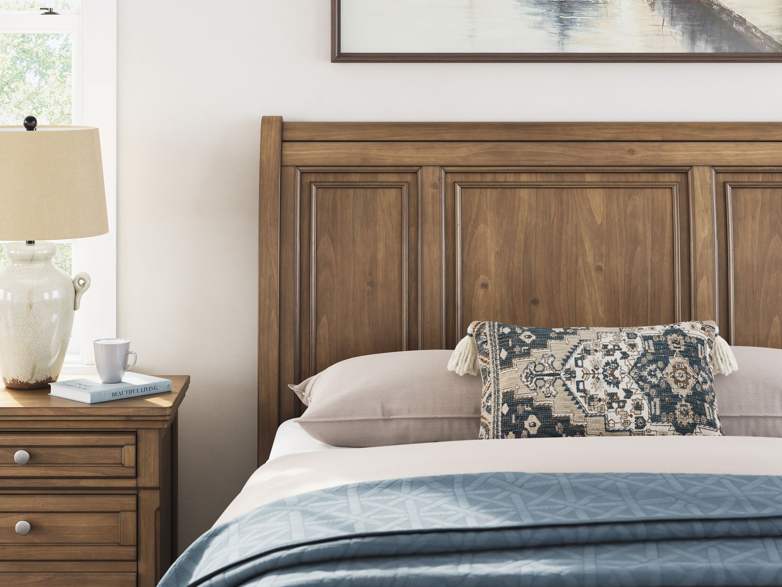 Feddinger Wood Sleigh Bed, Queen Size