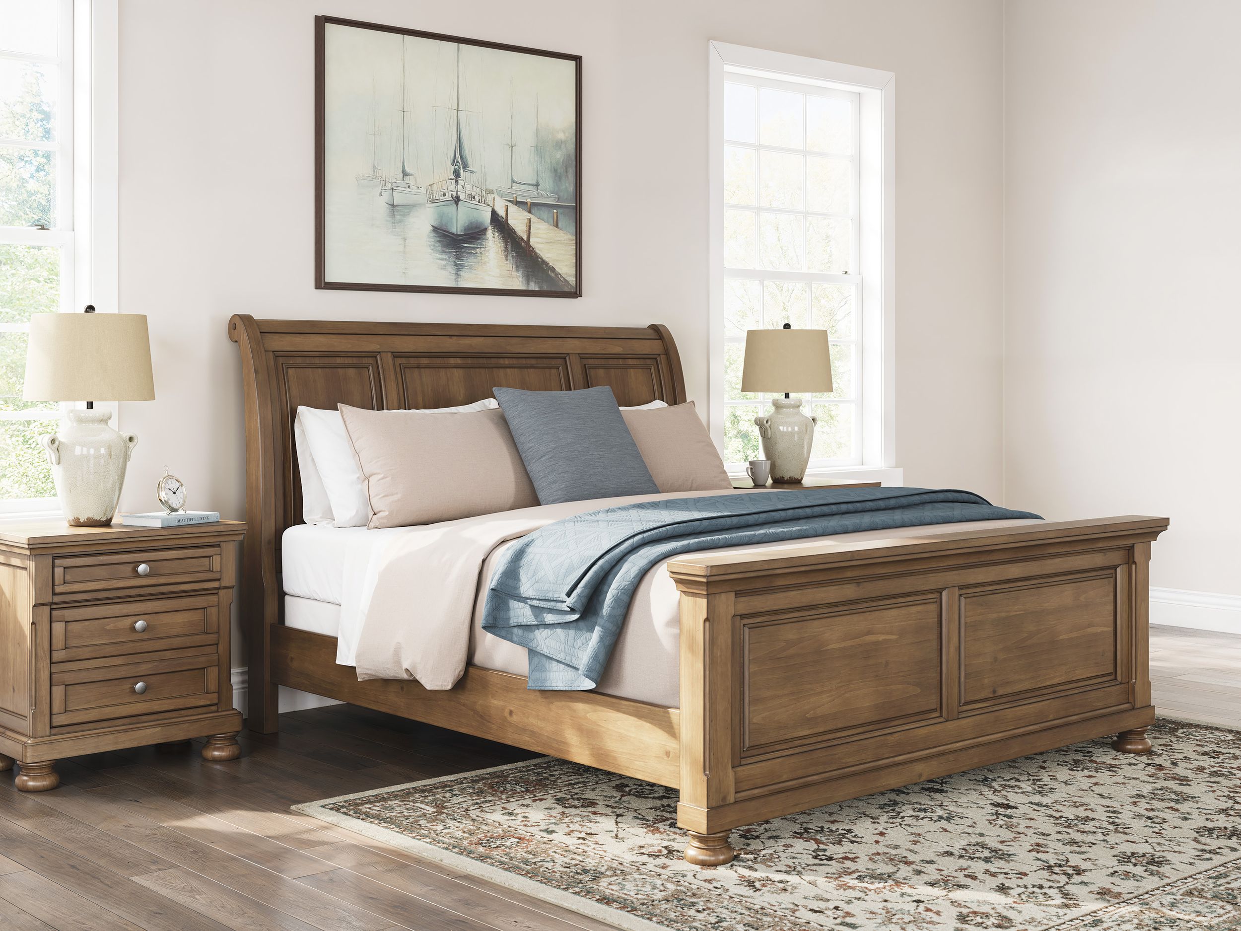 Feddinger Wood Sleigh Bed, California King Size