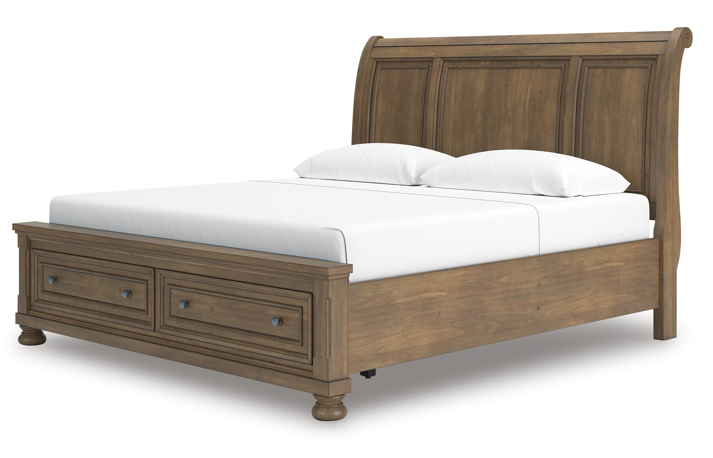 Feddinger Wood Sleigh Storage Bed, California King Size