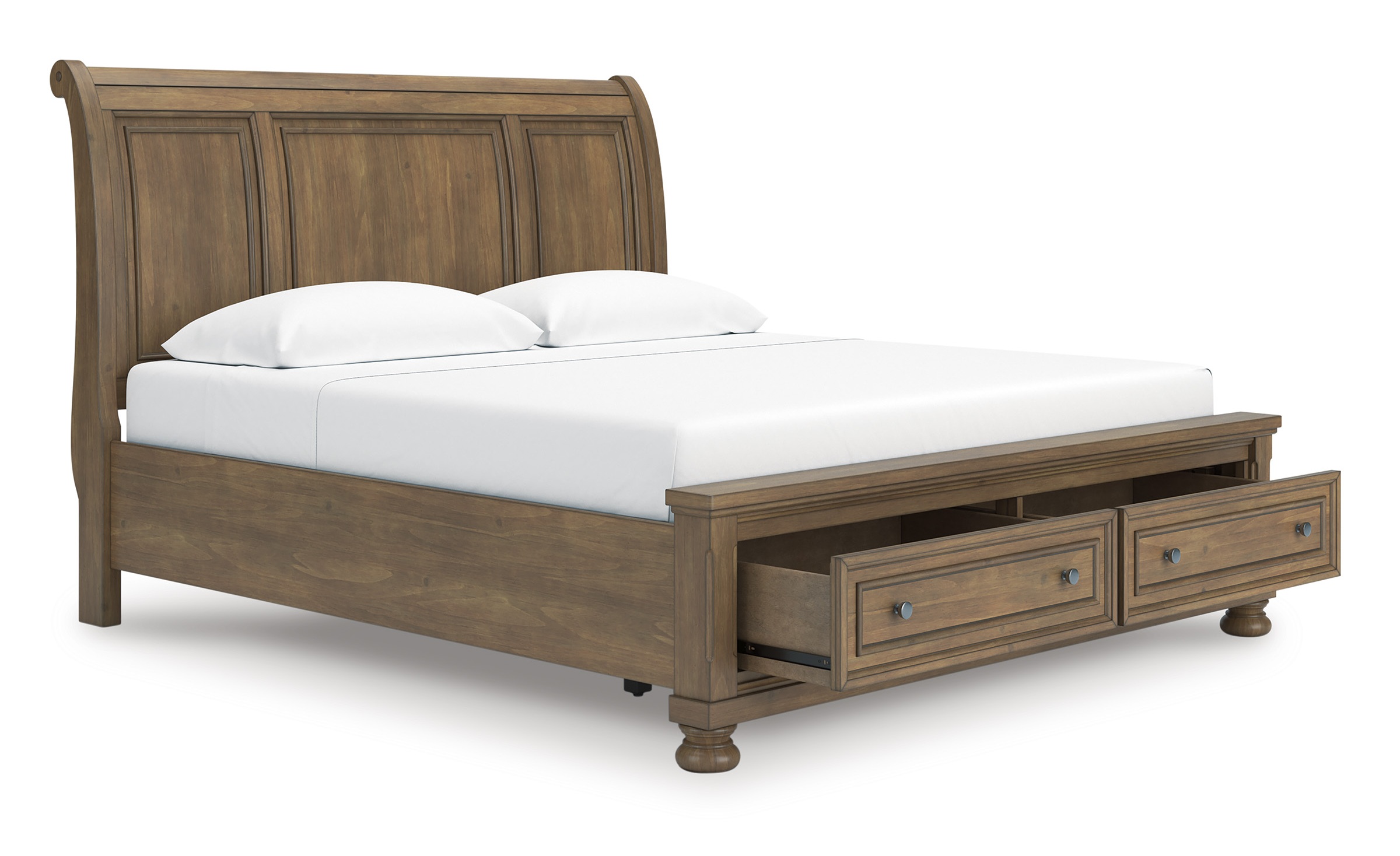 Feddinger Wood Sleigh Storage Bed, California King Size