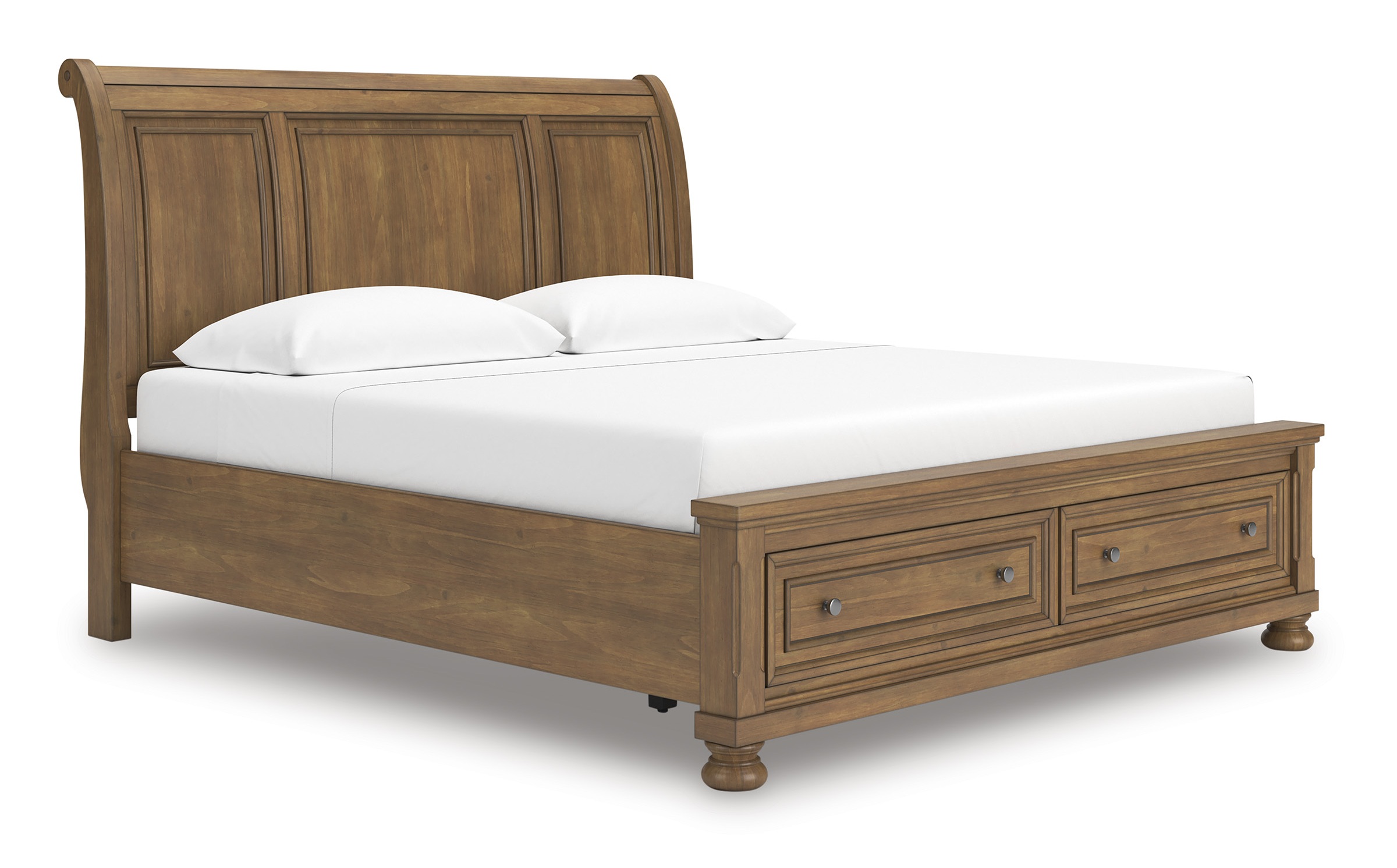 Feddinger Wood Sleigh Storage Bed, California King Size