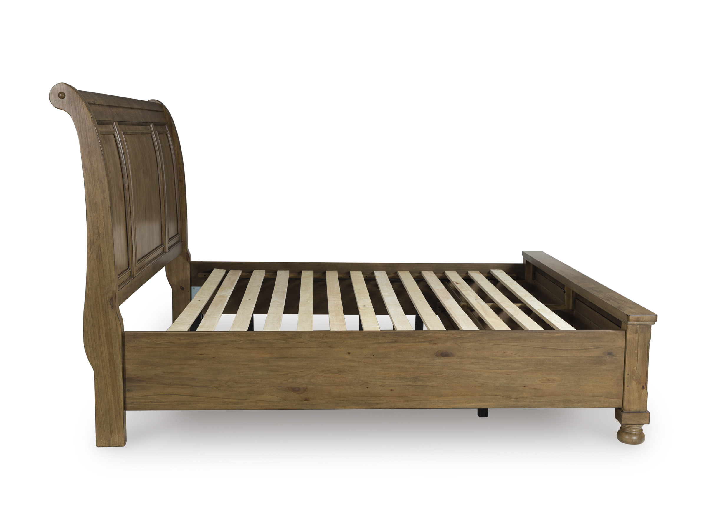 Feddinger Wood Sleigh Storage Bed, California King Size