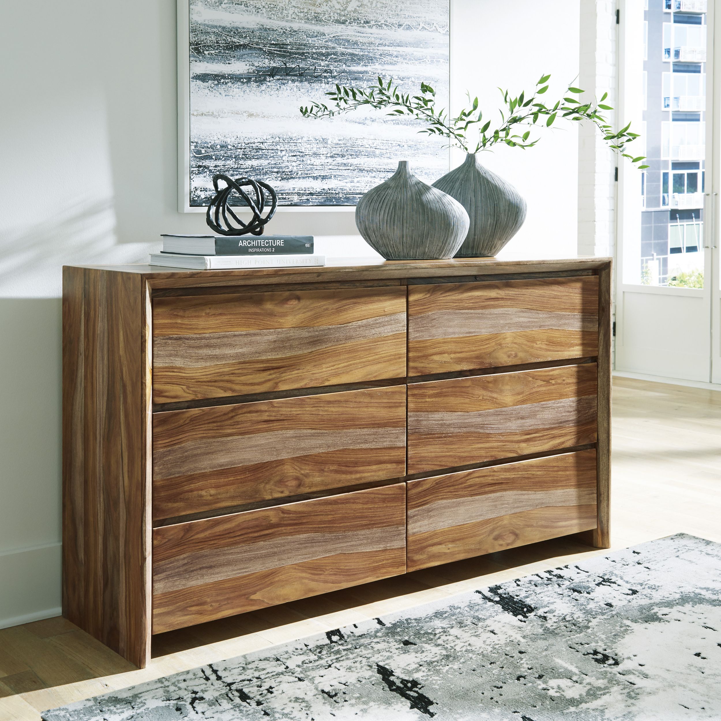 Dressonni Wood Double Dresser w/6 Drawers