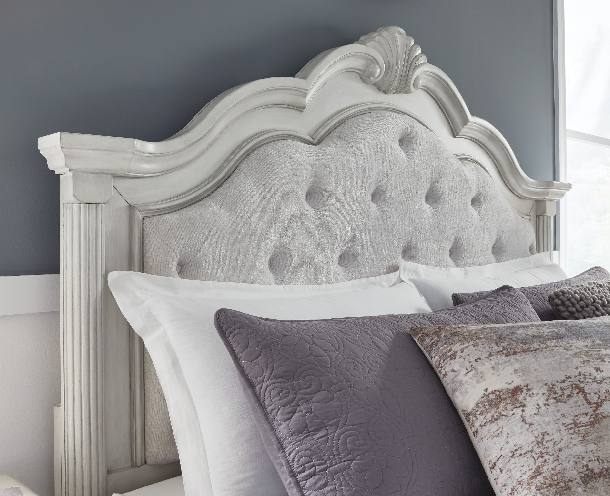 Montelaine Wood/Fabric Upholstered Panel Bed, Queen Size