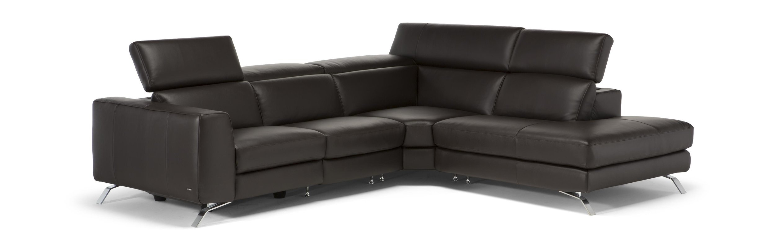 Pensiero Fabric/Leather L-Shape Sectional Sofa w/Recliner & Chaise