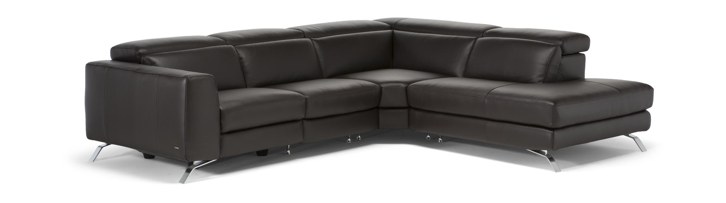 Pensiero Fabric/Leather L-Shape Sectional Sofa w/Recliner & Chaise