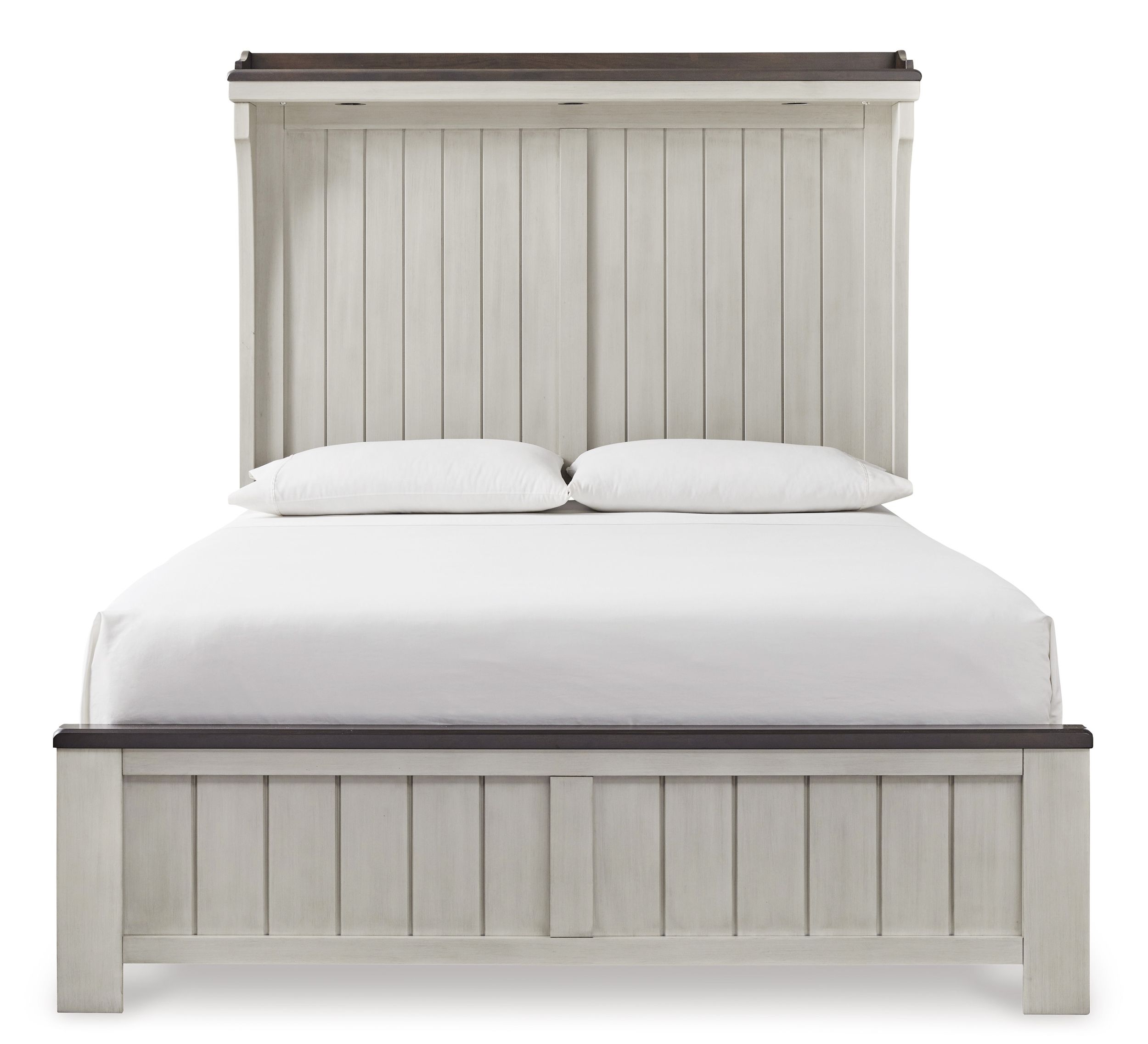 Darborn Wood Veneer Queen Size Panel Bed with LED Lighting