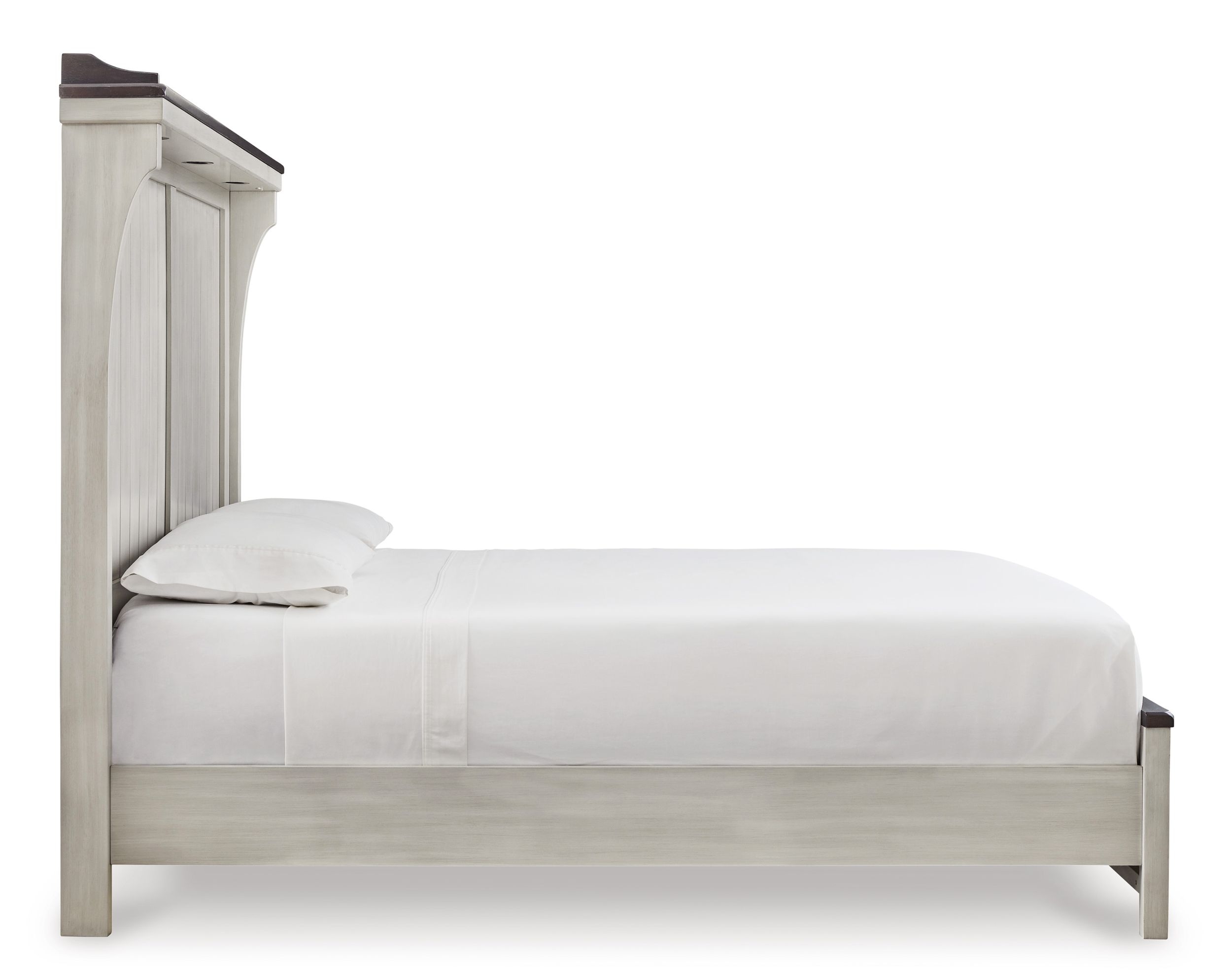 Darborn Wood Veneer Queen Size Panel Bed with LED Lighting