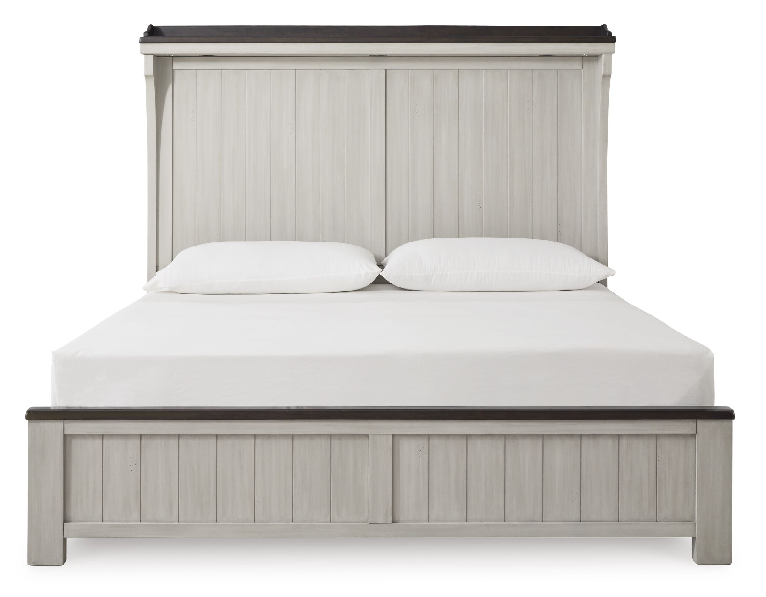 Darborn Wood Veneer California King Size Panel Bed with LED Lighting