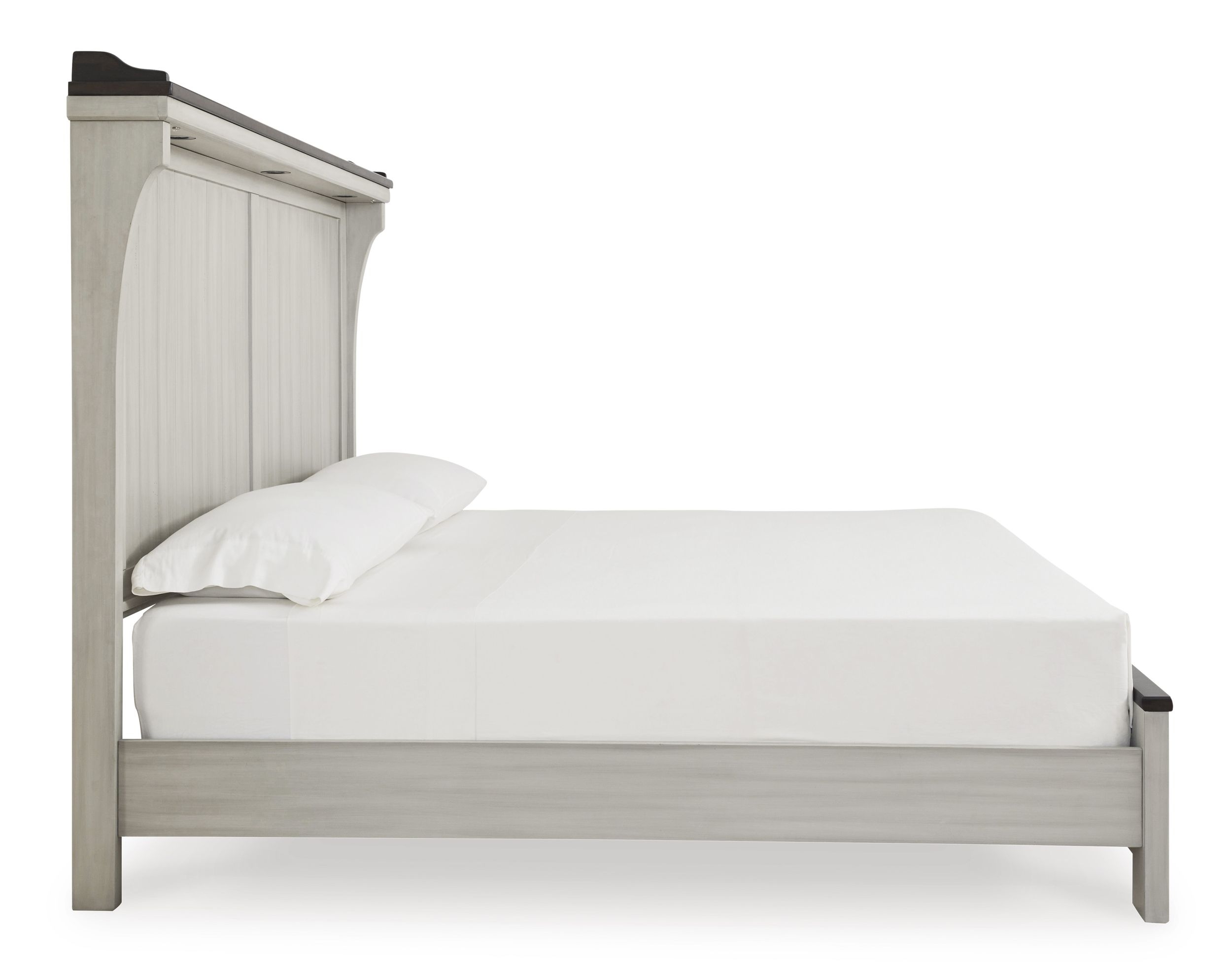 Darborn Wood Veneer California King Size Panel Bed with LED Lighting
