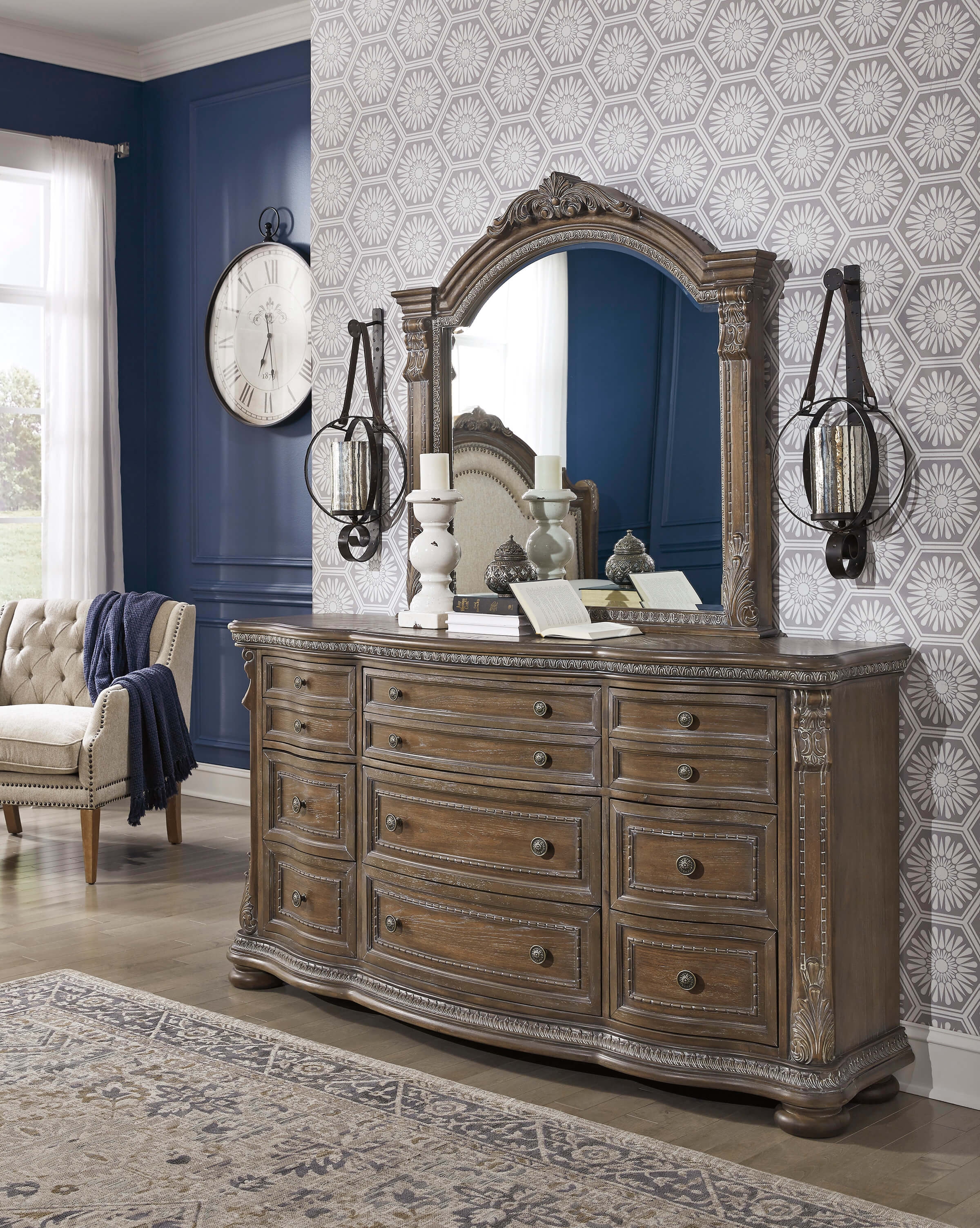 Charmond Fabric Upholstered Sleigh Bedroom Set