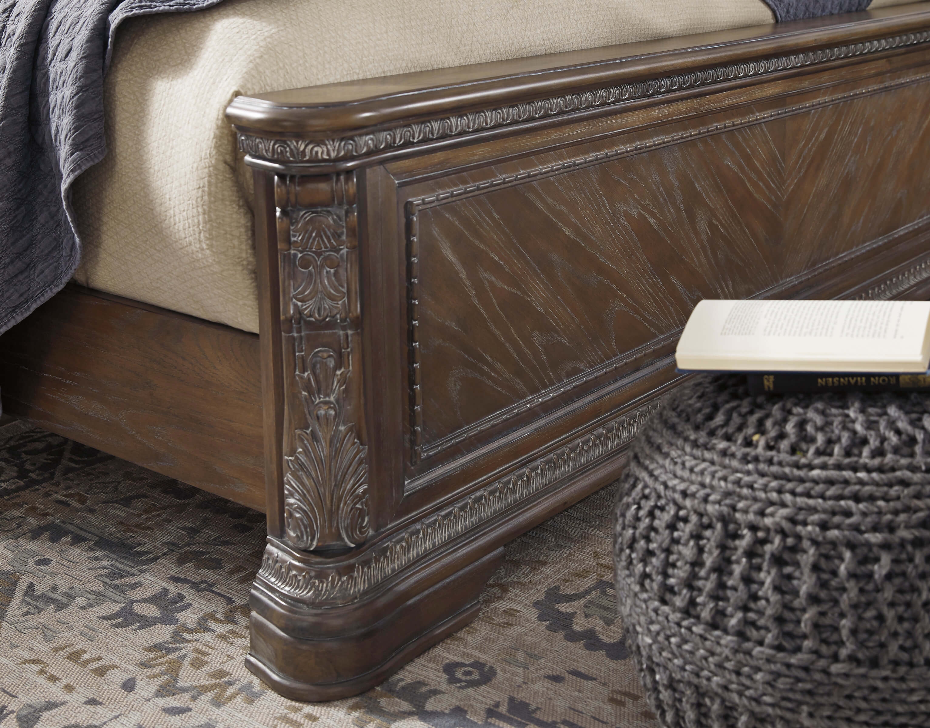 Charmond Fabric Upholstered Sleigh King Size Bed