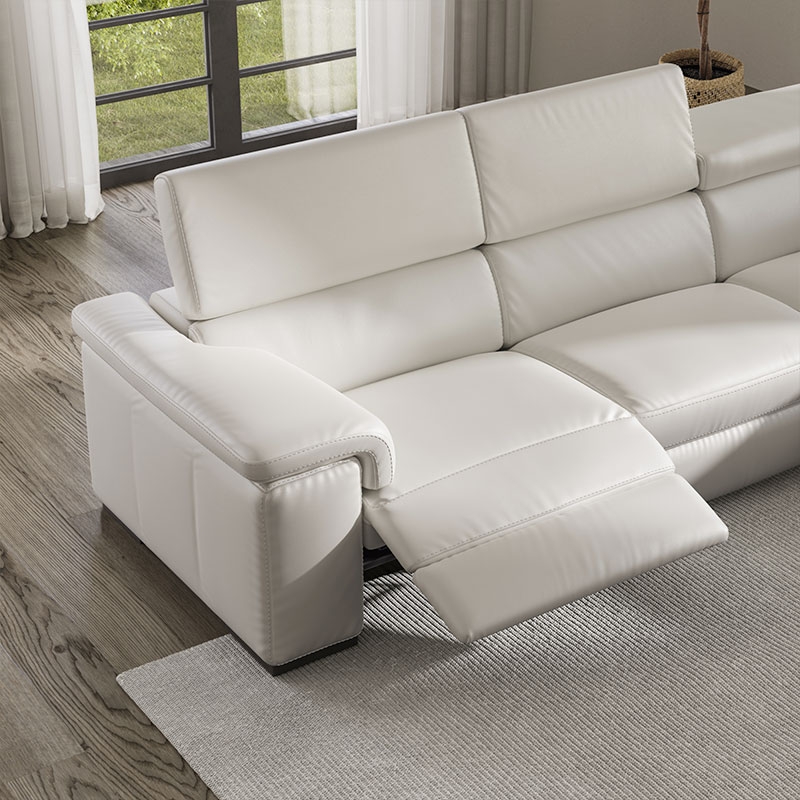 Solare Fabric/Leather L-Shape Sectional Sofa w/Recliner & Console