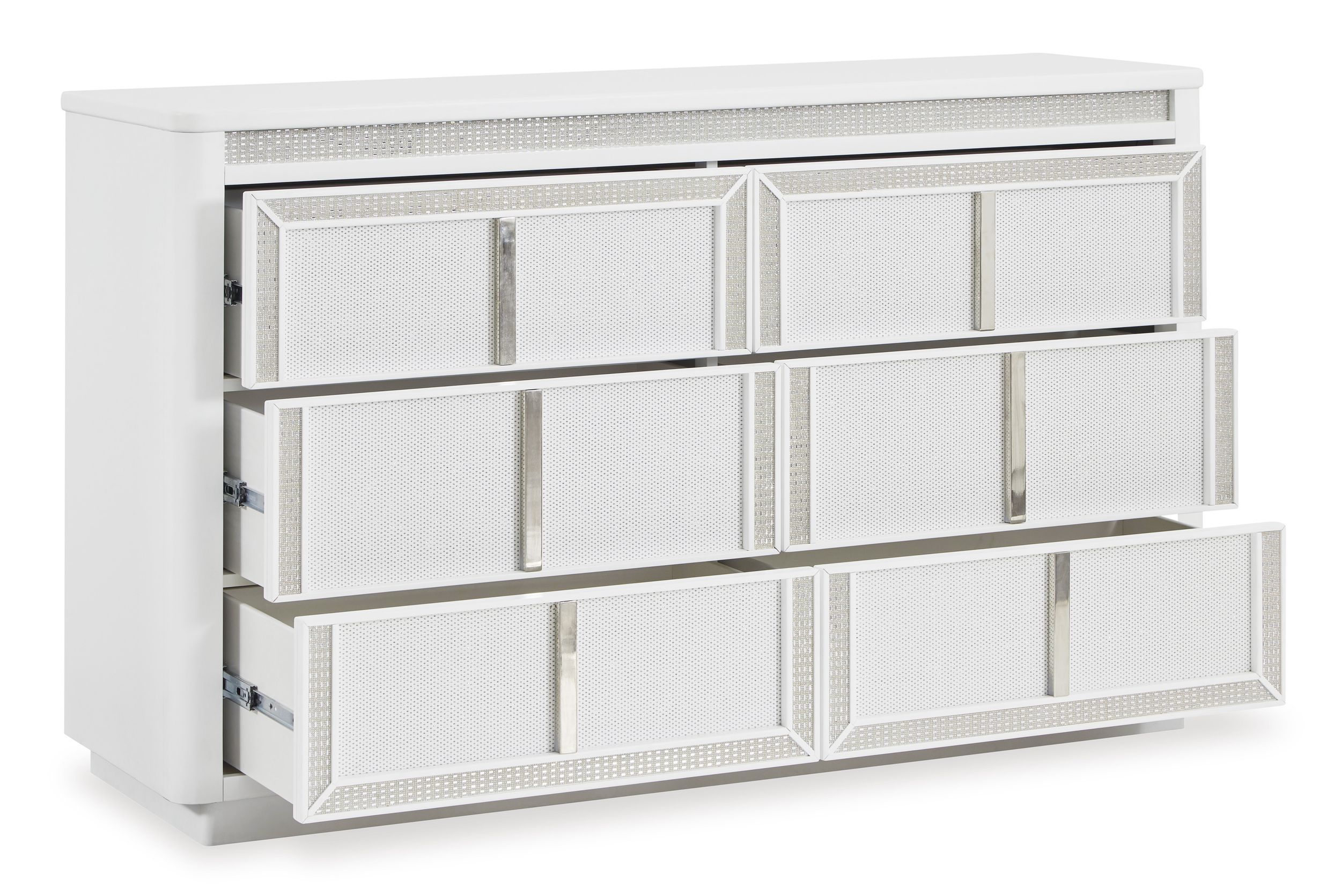 Glam 6 Drawer Dresser with Metal Accenting
