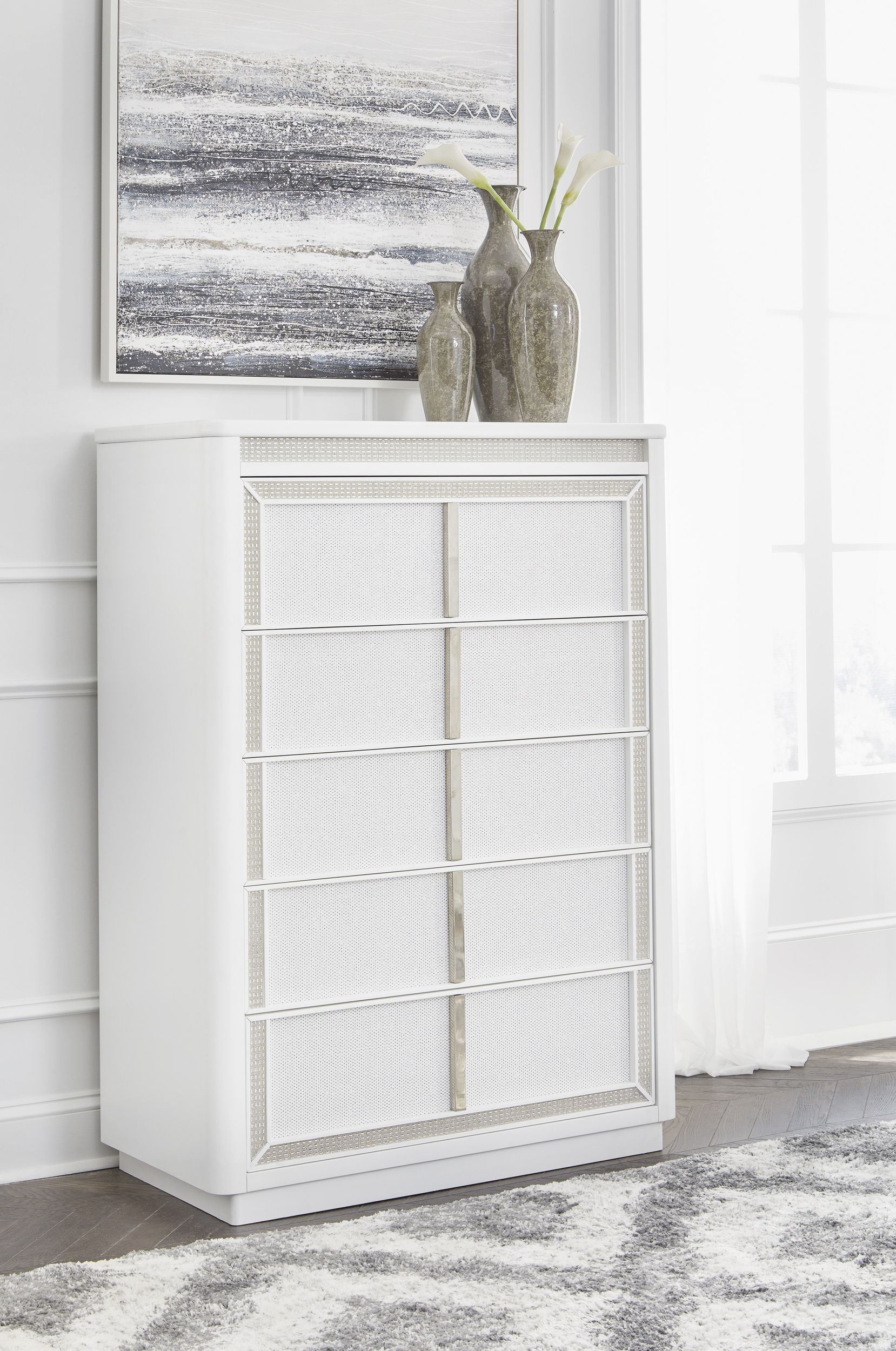 Chalanna Wood 5-Drawer Chest w/LED Light