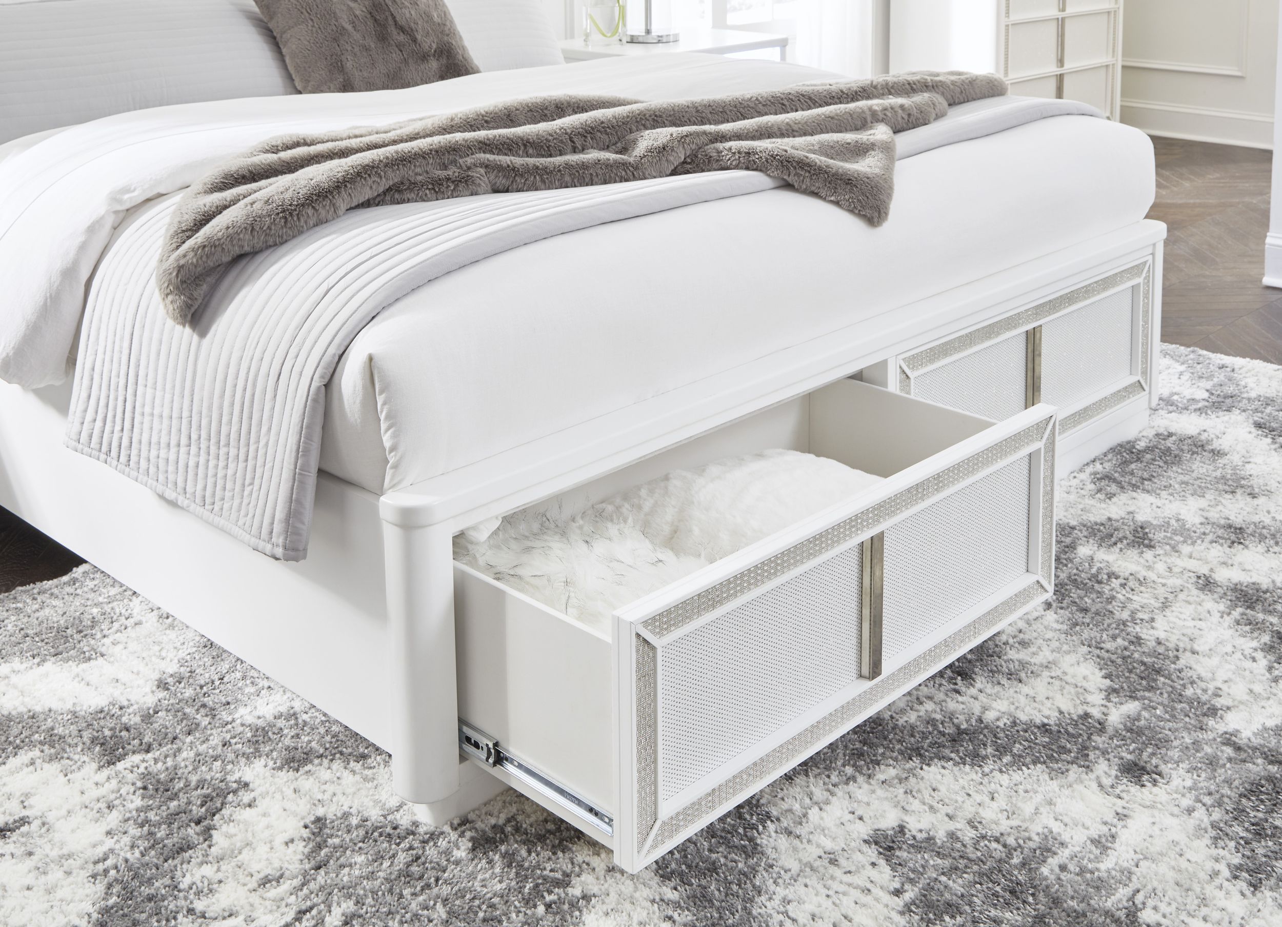Chalanna Upholstered Storage Bed w/LED Light, Queen Size