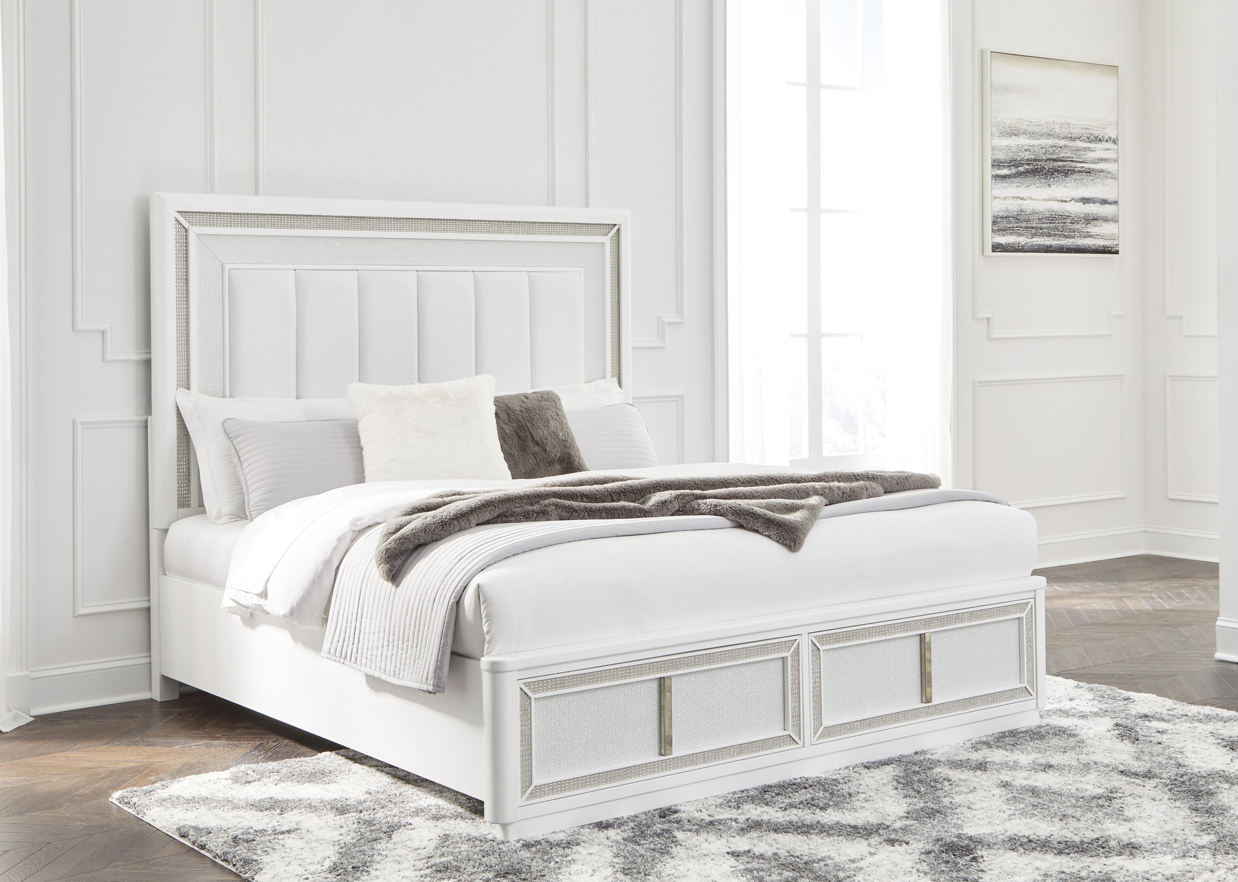 Chalanna Upholstered Storage Bed w/LED Light, Queen Size