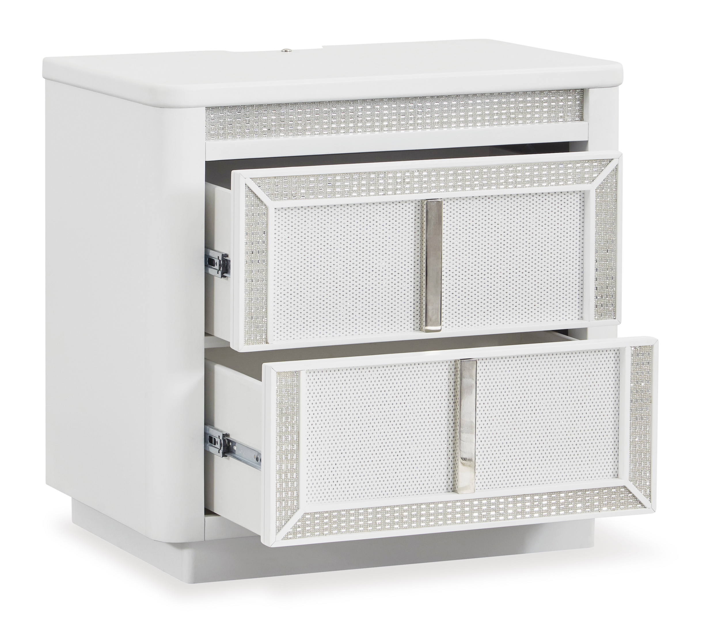 Chalanna Wood 2-Drawer Nightstand w/LED Light & USB Charger