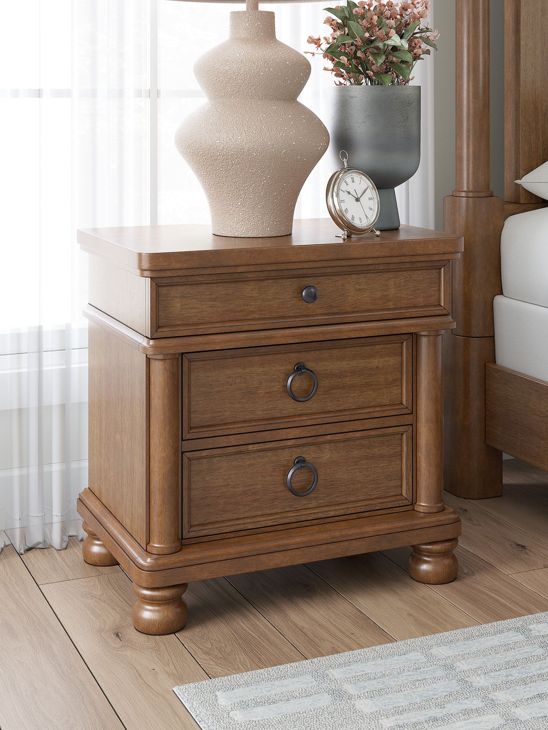 Rowlenstown Wood/MDF Night Stand w/3 Drawers