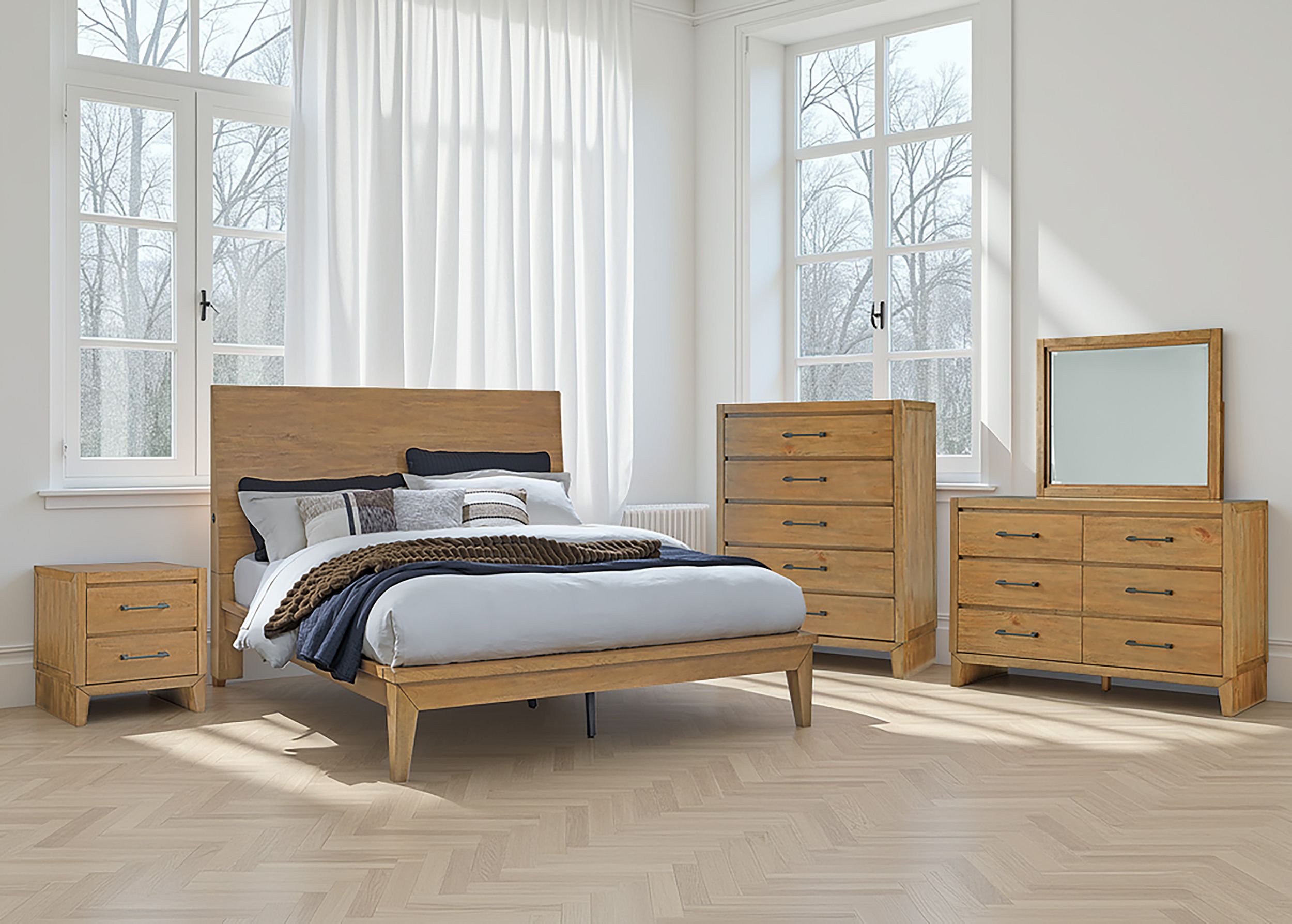Sherbana Wood Panel Bedroom Set