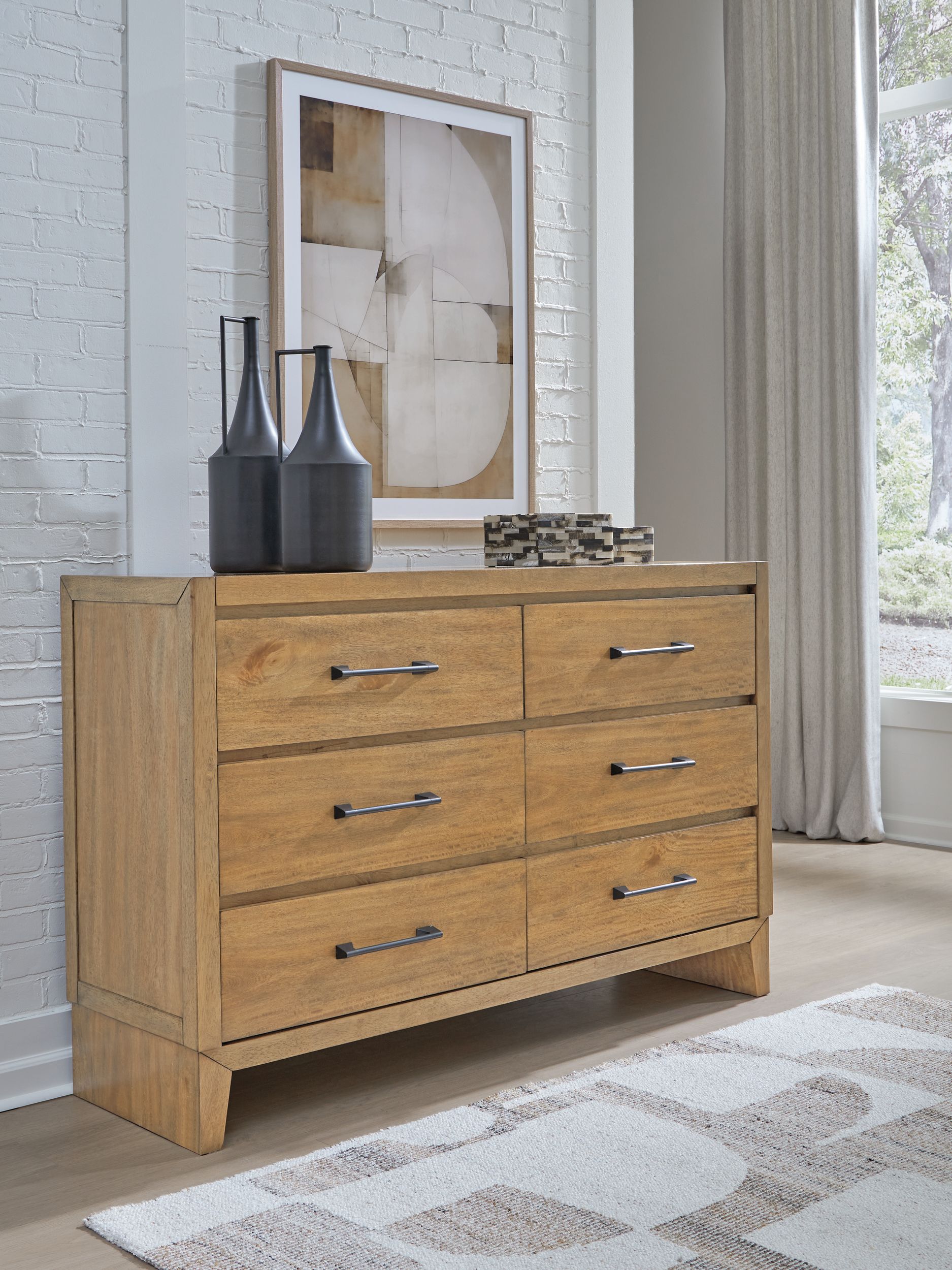 Sherbana Wood Double Dresser w/6 Drawers