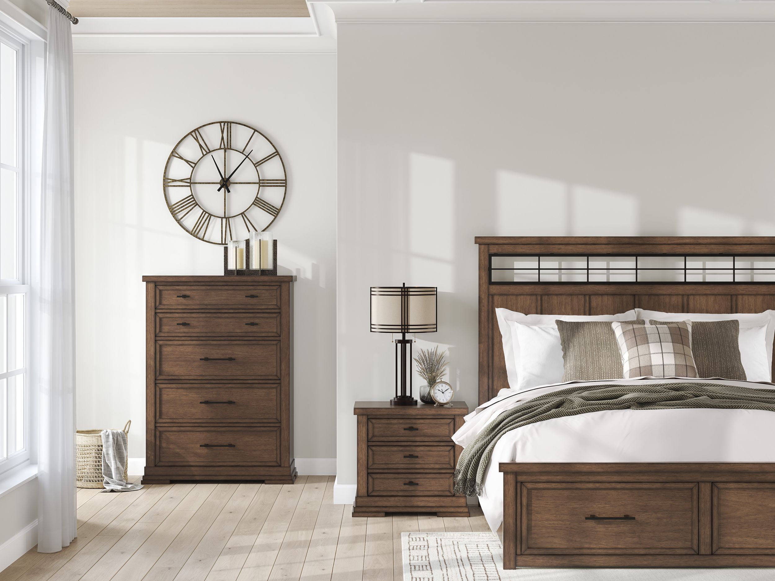 Taffenbrook Brown King Panel Storage Bed Set
