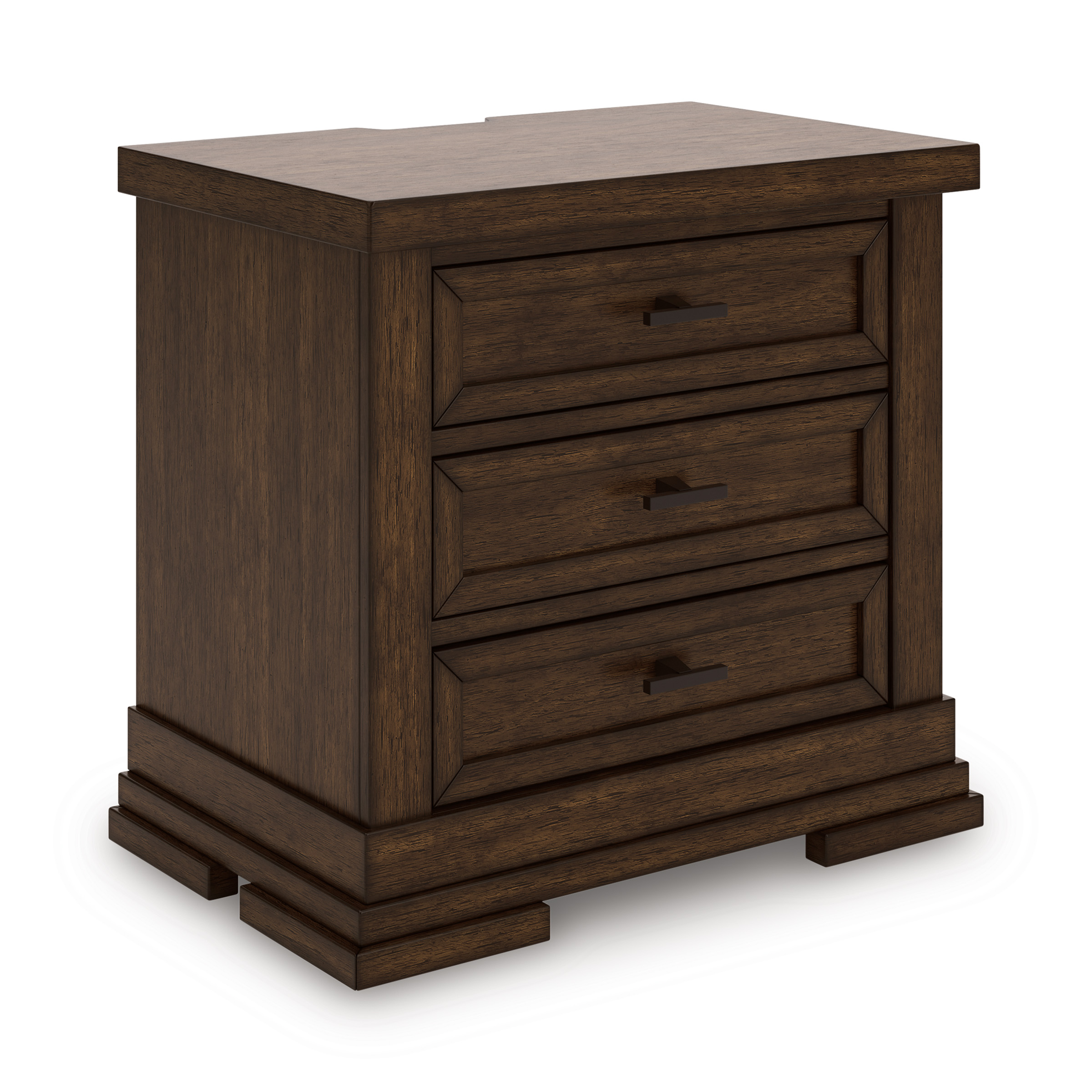 Taffenbrook Wood 3-Drawer Nightstand w/USB Charger & Power Supply
