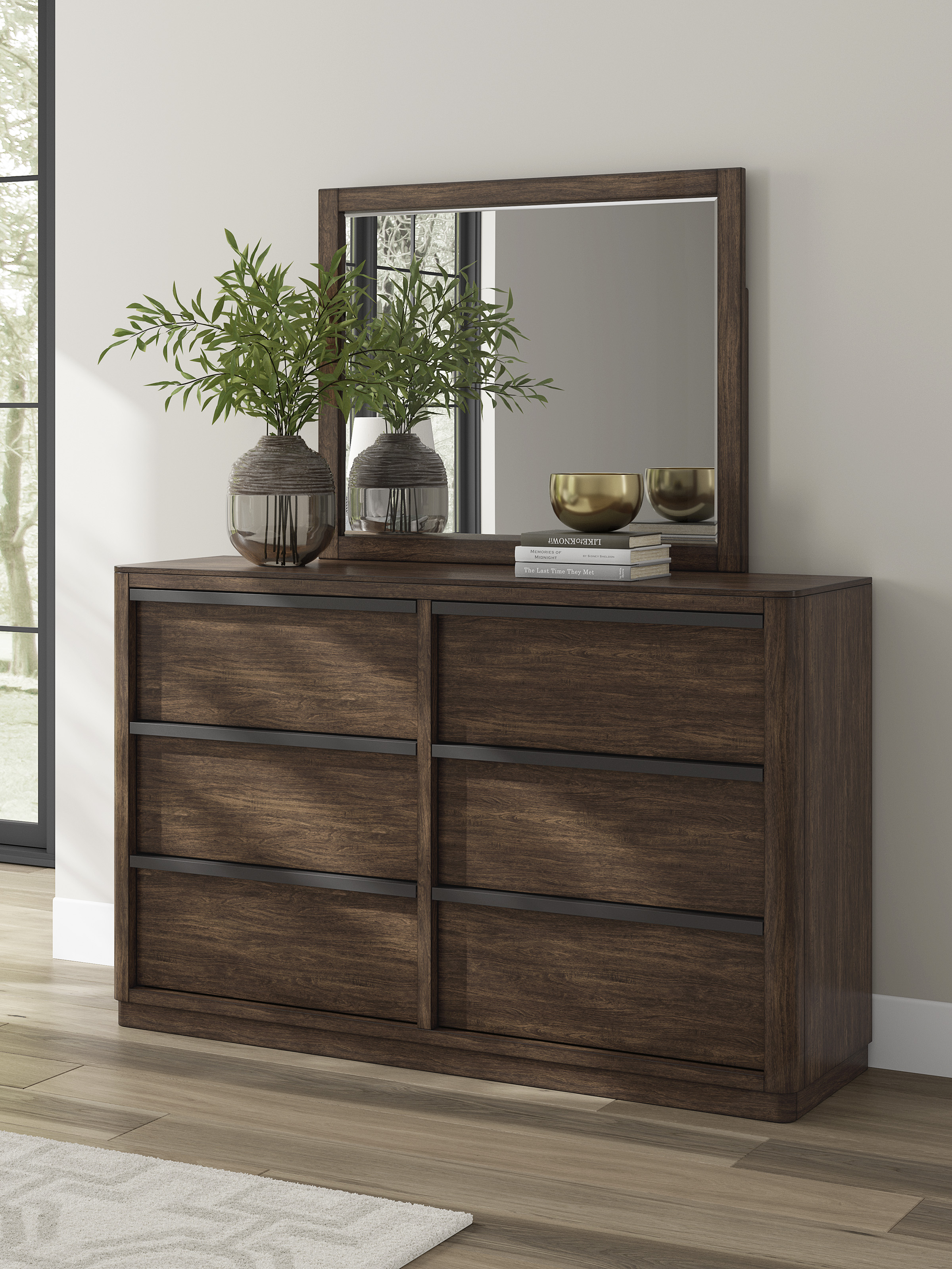 Dilenno Fabric/Wood Canopy Bedroom Set w/USB Charger