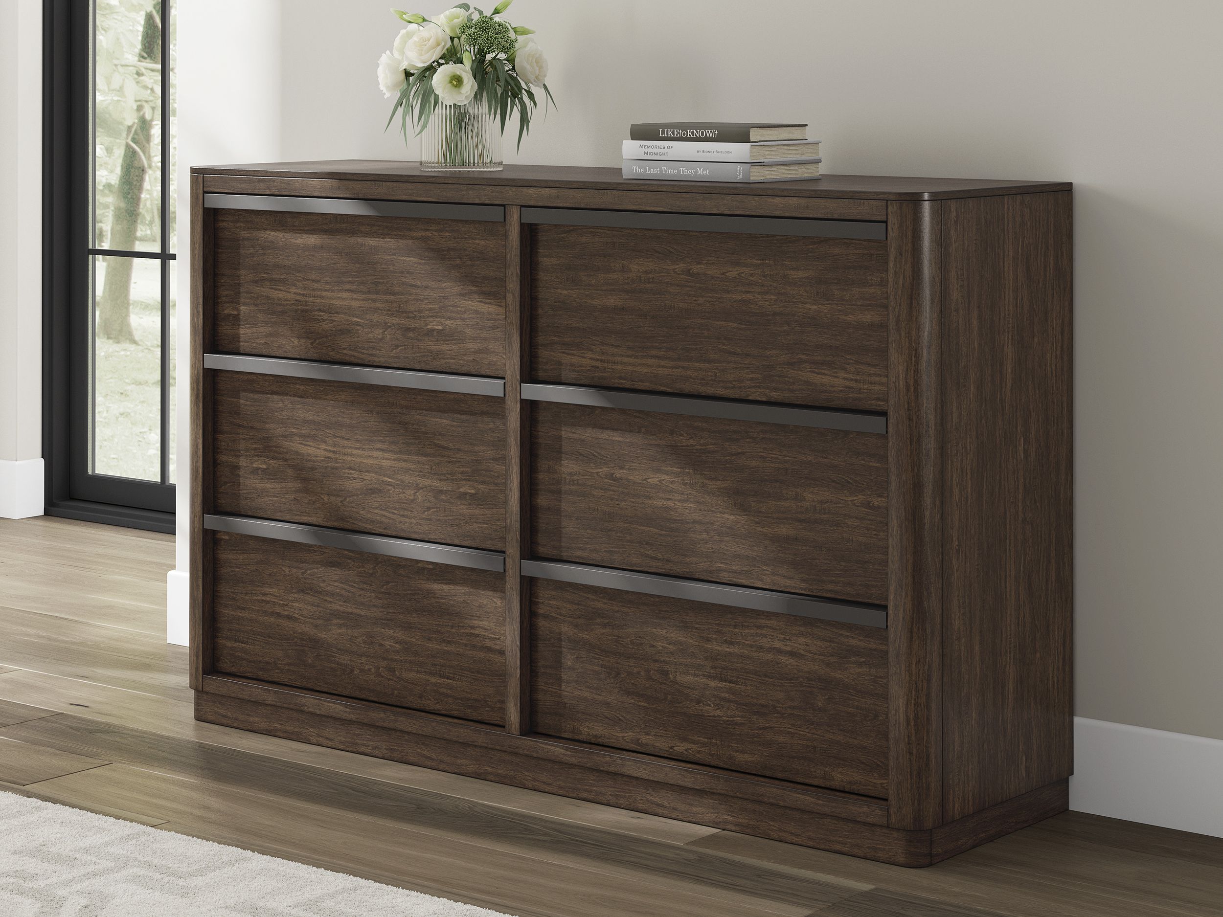Dilenno Fabric/Wood Panel Bedroom Set w/USB Charger