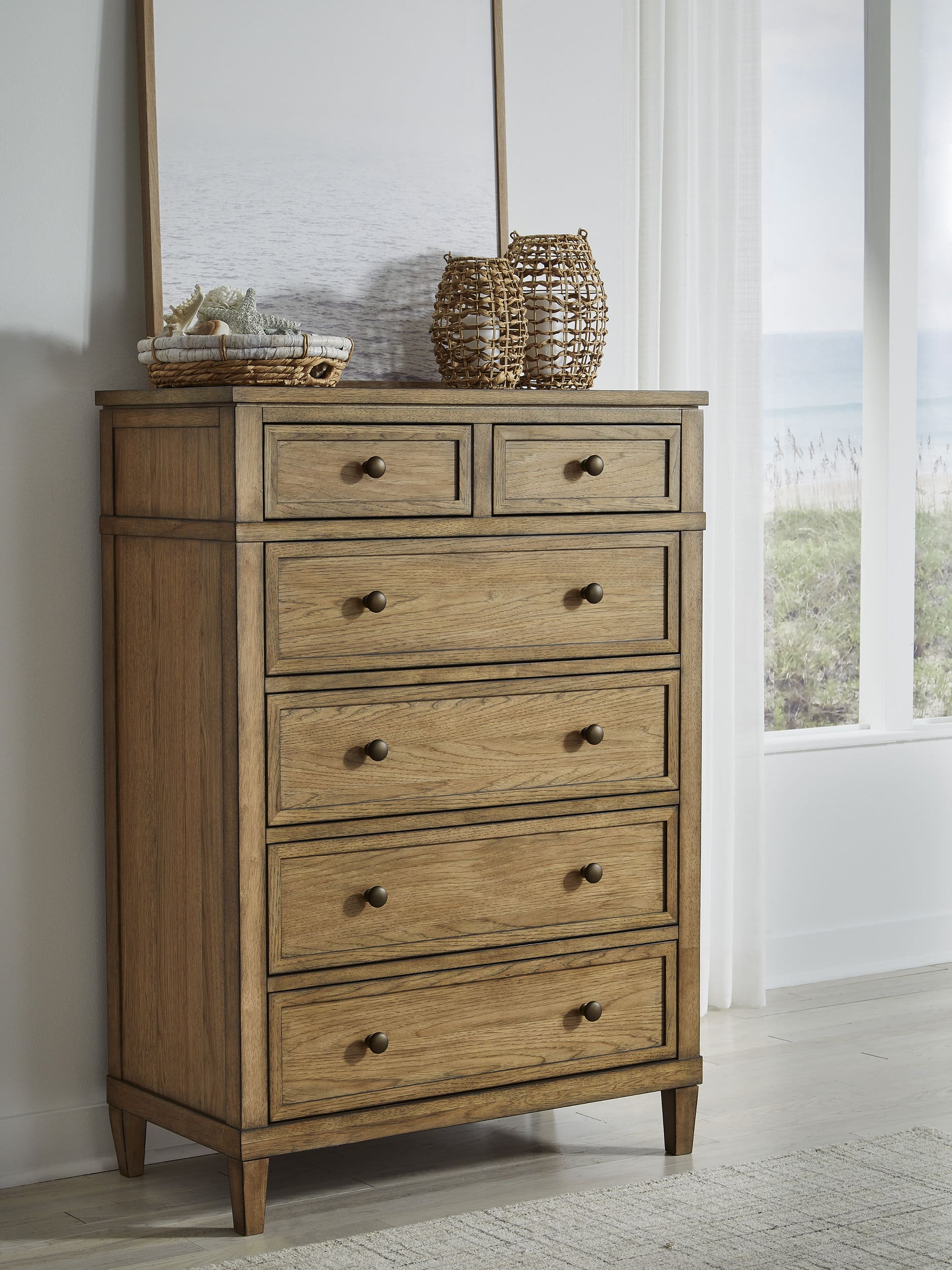 Sharlance Wood/Wood Veneer Chest w/6 Drawers