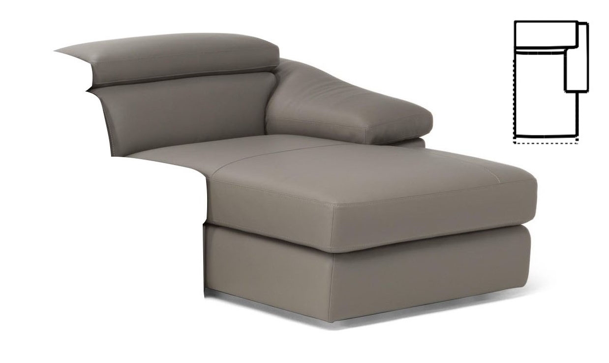 Gioia Fabric/Leather Chaise Longue w/ 1 Arm & Electric Motion