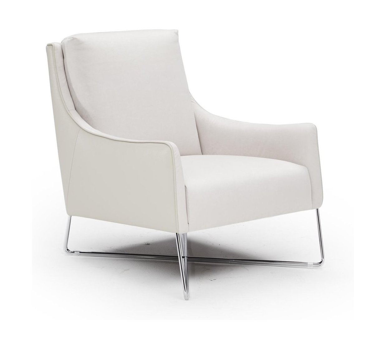 Regina Fabric/Leather Armchair w/ Metal Base