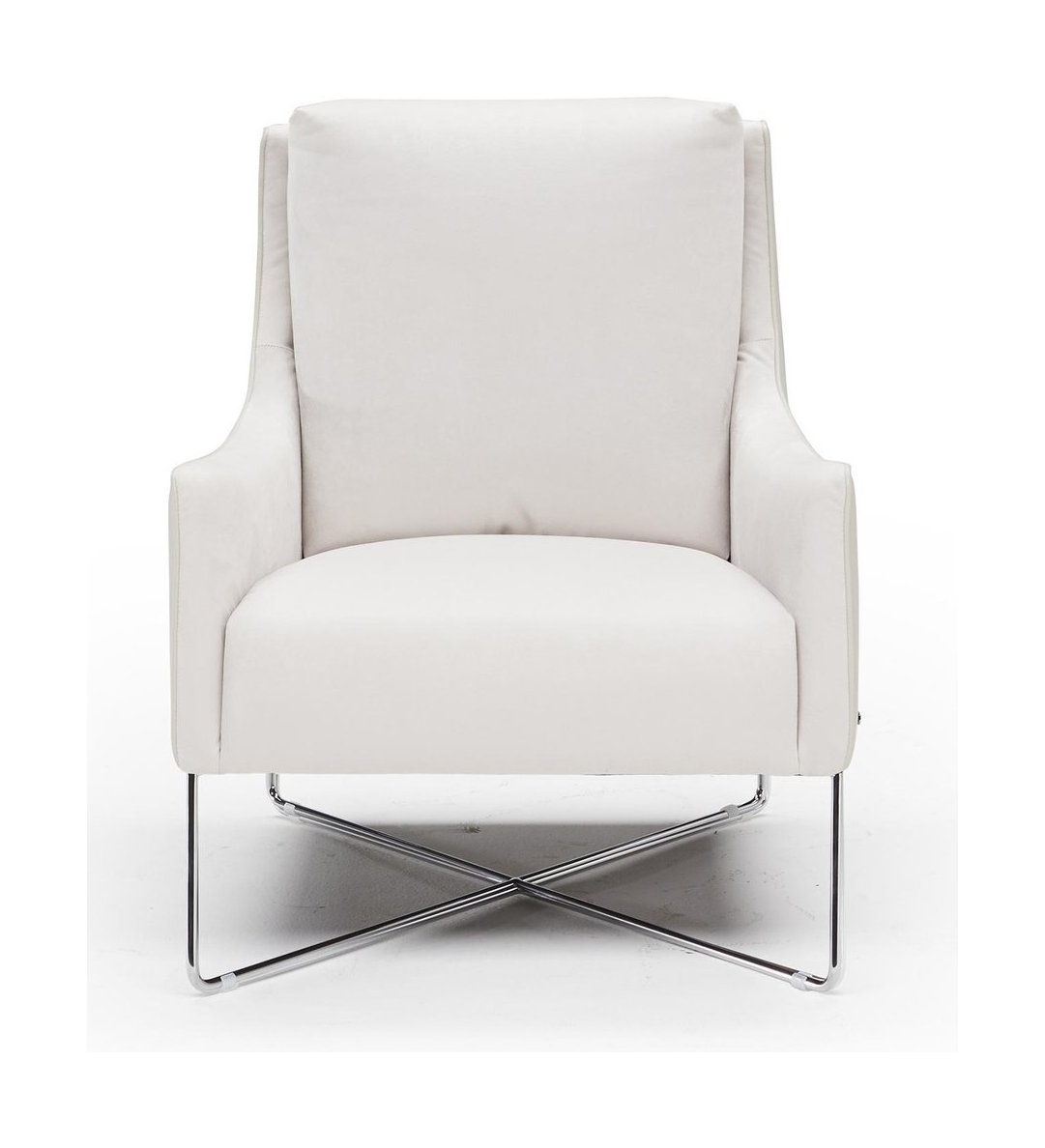 Regina Fabric/Leather Armchair w/ Metal Base
