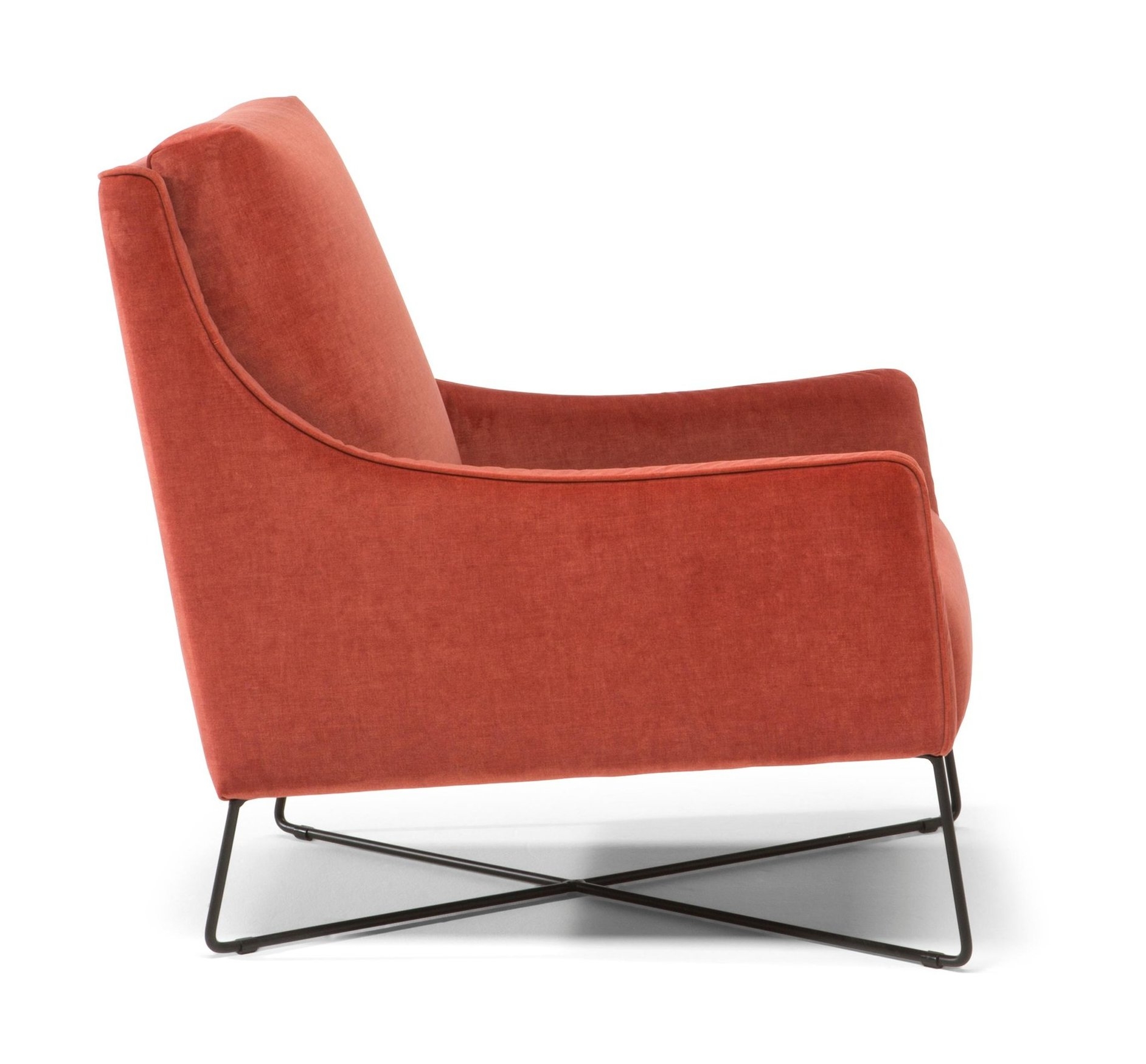 Regina Fabric/Leather Armchair w/ Metal Base