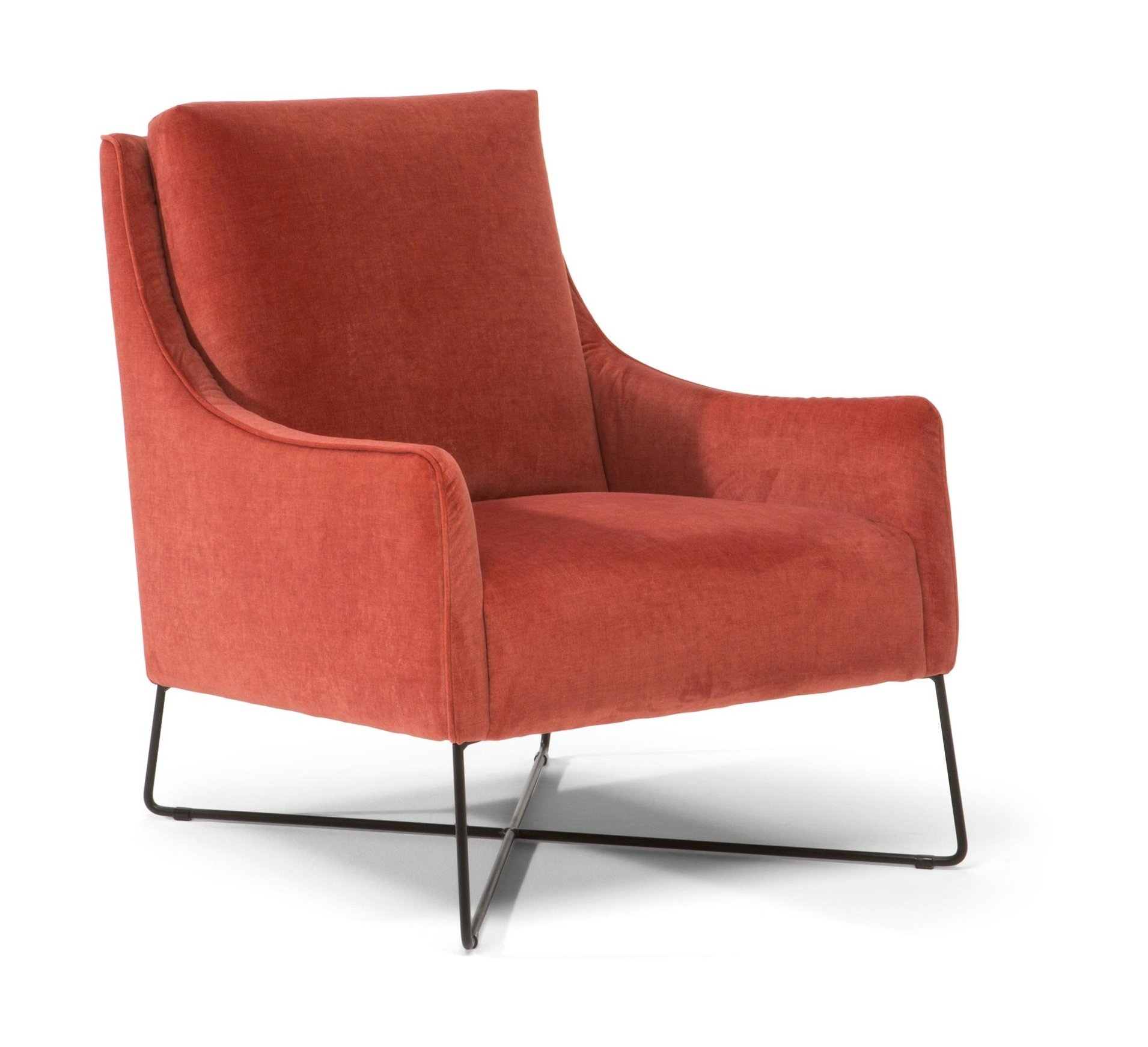 Regina Fabric/Leather Armchair w/ Metal Base