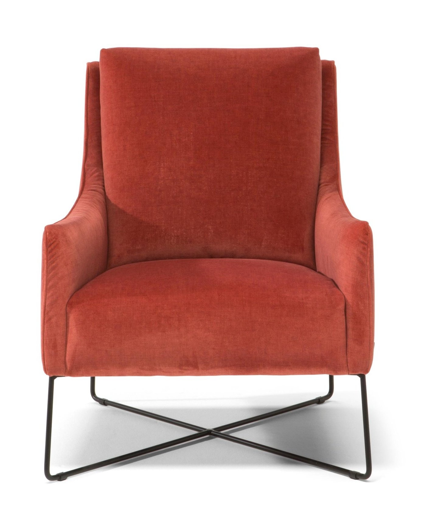 Regina Fabric/Leather Armchair w/ Metal Base