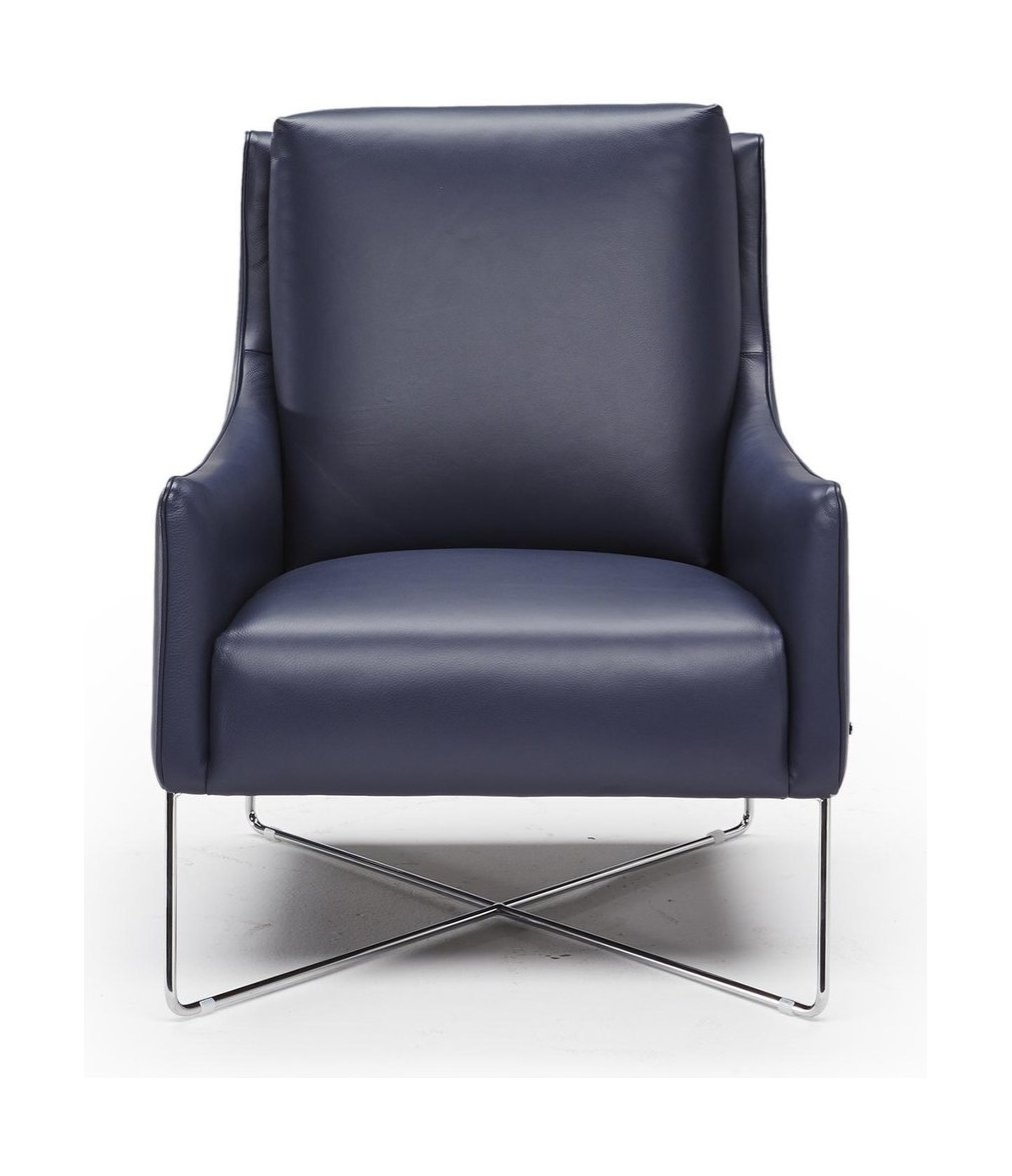 Regina Fabric/Leather Armchair w/ Metal Base